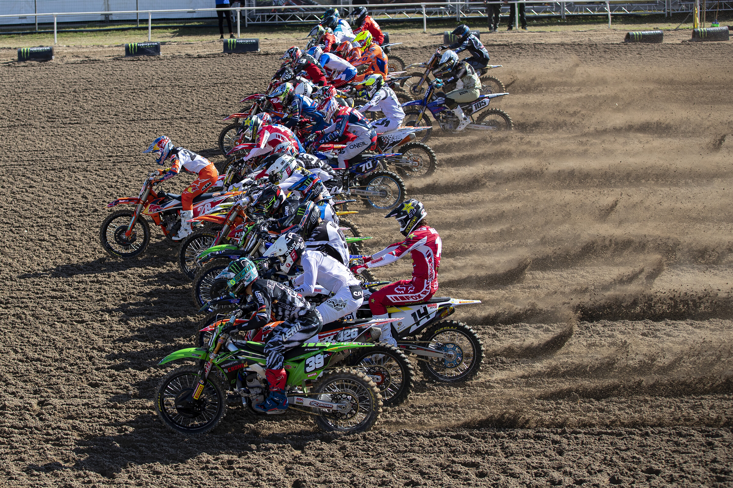 Tom Vialle pulling the holeshot at Mantova in 2020.