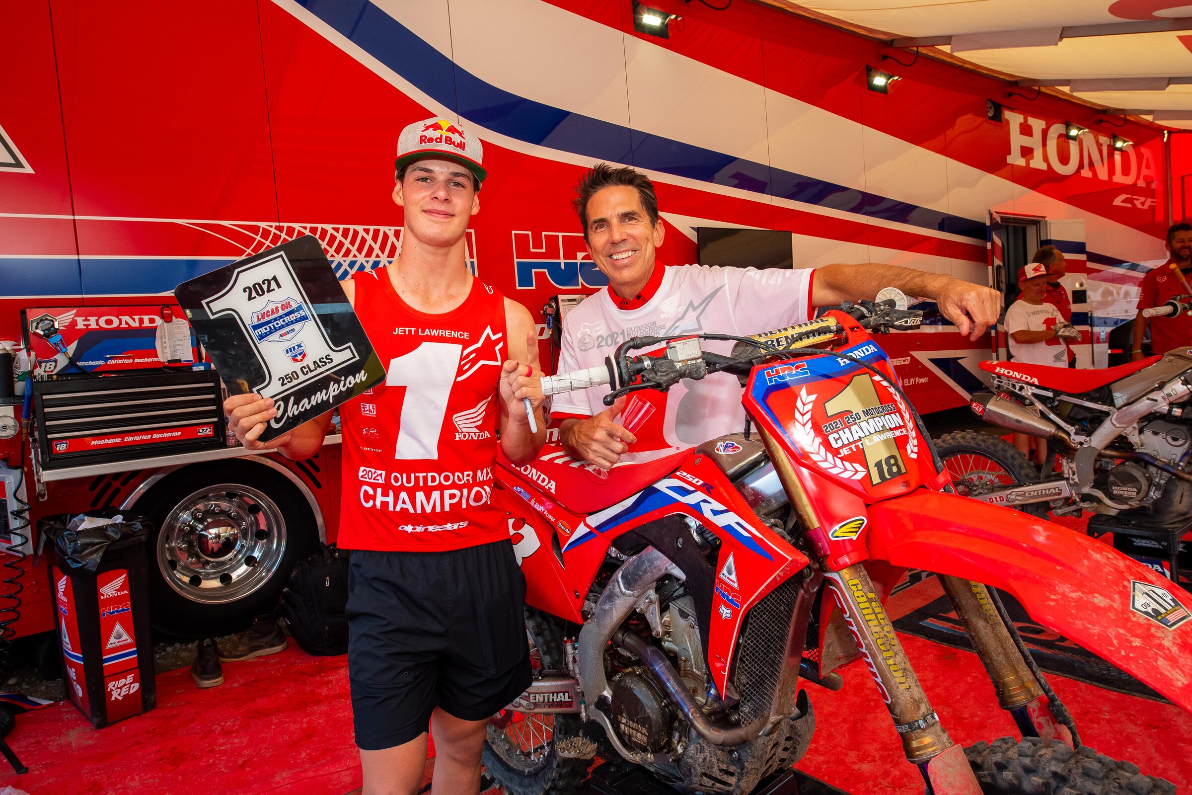 Kehoe with 2021 250 Class Pro Motocross Champion Jett Lawrence.