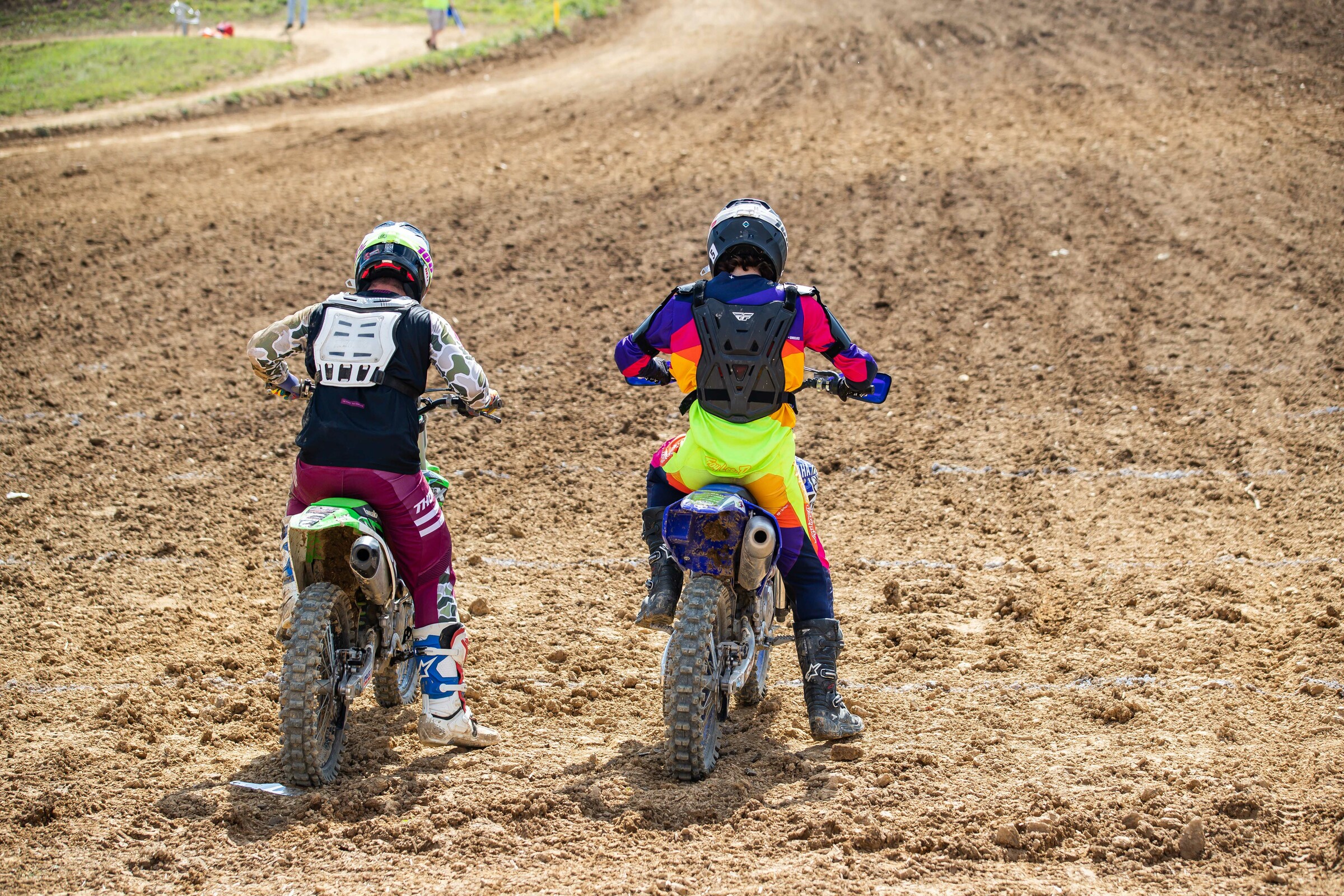 Derek Garcia (left) and Mitch Kendra (right) at the start of their GP moto on Saturday.