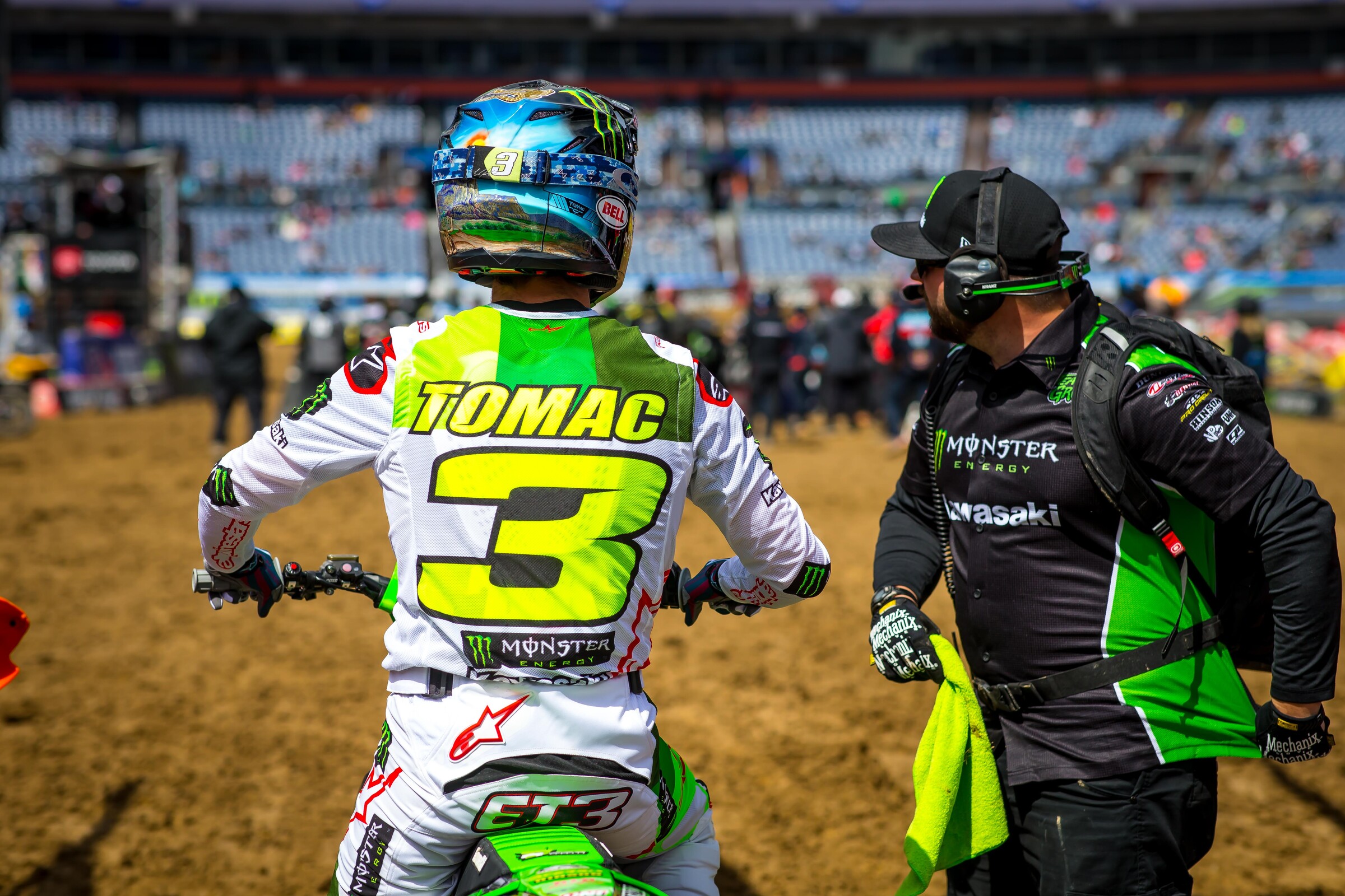 Eli Tomac and Brian Kranz at the 2019 Denver Supercrosss.