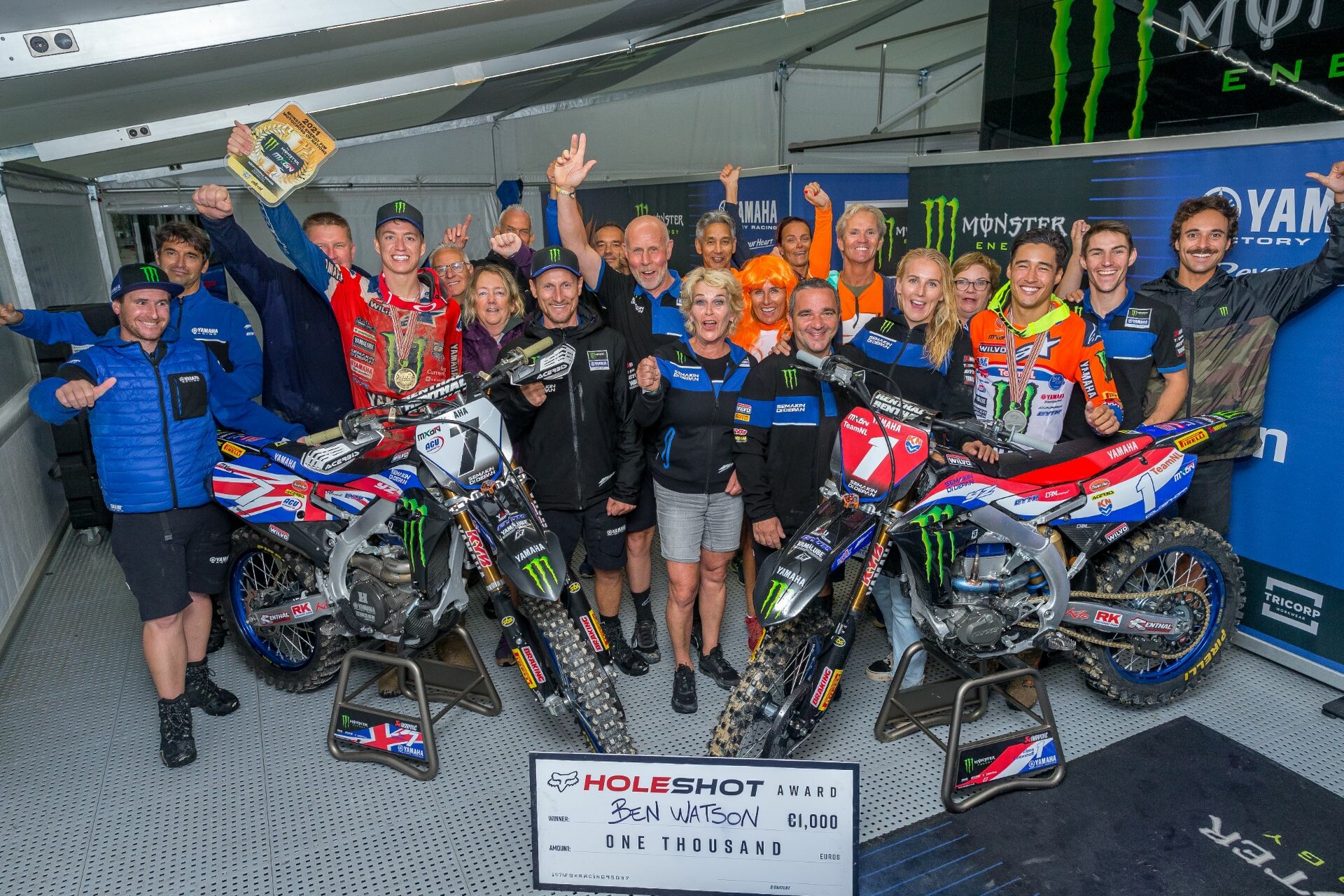 Yamaha's Ben Watson (left, #7) won the MXGP class overall with 3-4 moto finishes and Glenn Coldenhoff (right, #1) claimed fourth overall in the MXGP class with 15-3 moto finishes.
