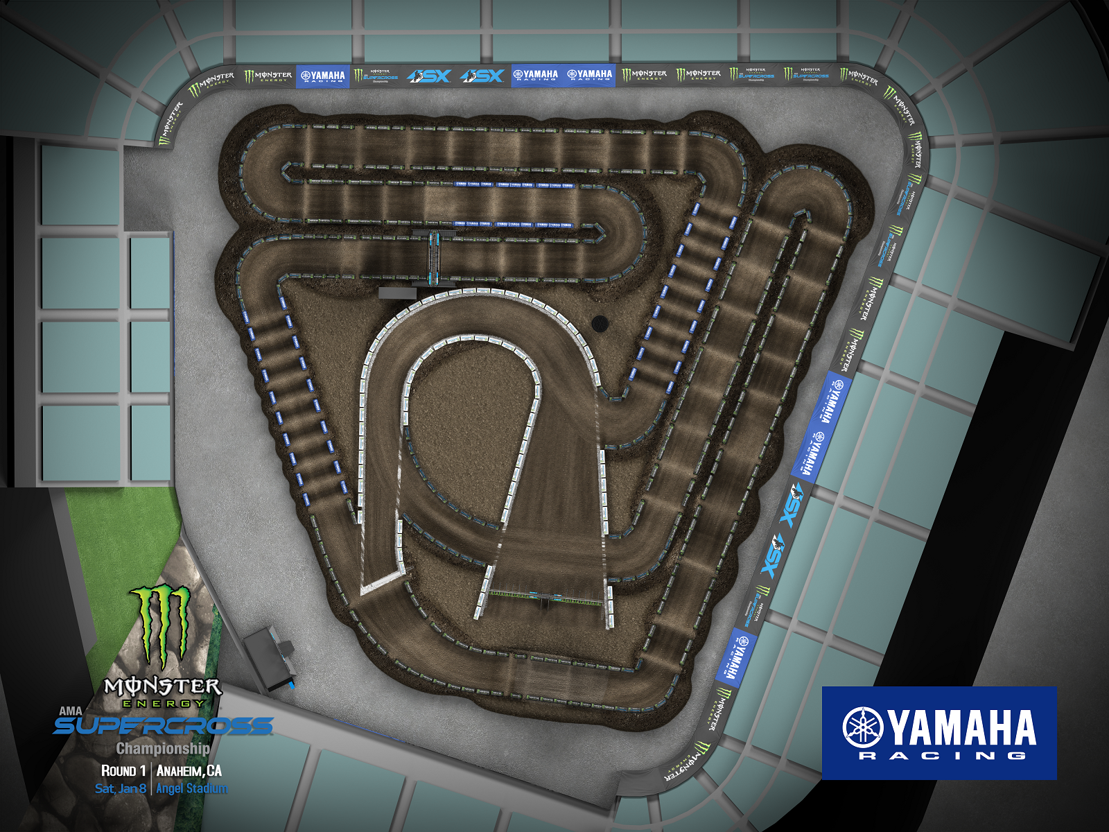 The 2022 Anaheim 1 Supercross layout.