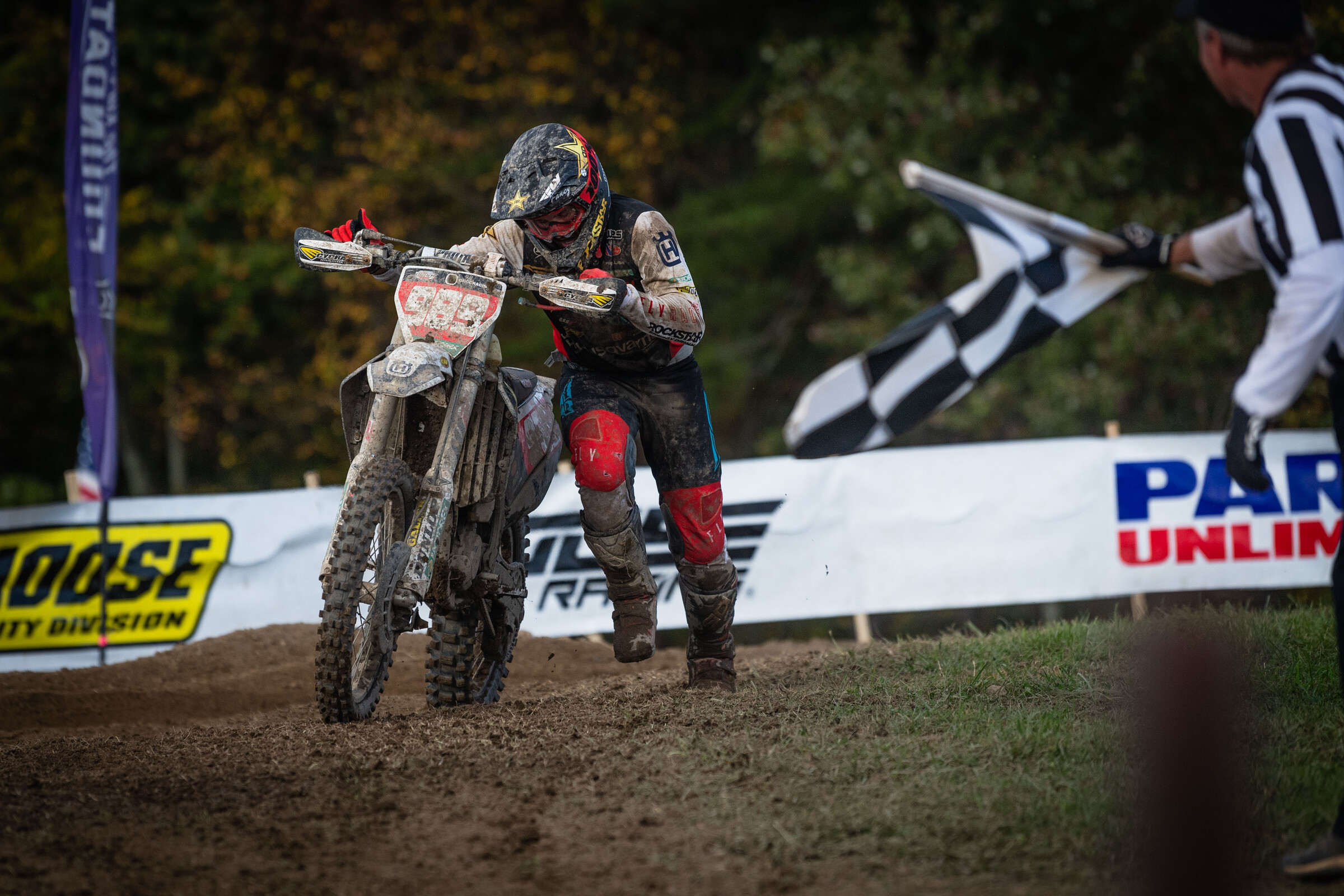 Thad Duvall pushed his Husqvarna across the finish line to claim third place after running out of gas one turn from the finish line.