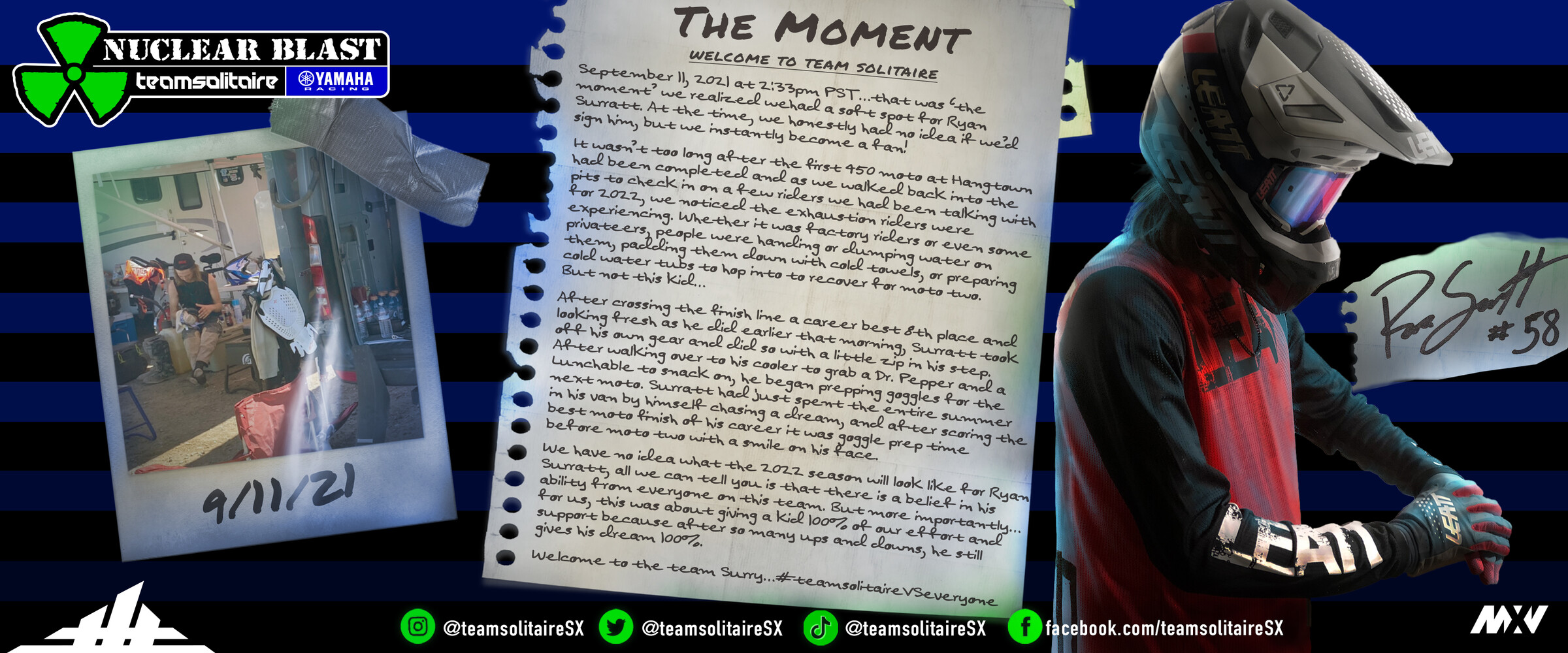 Team Solitaire/Nuclear Blast Yamaha welcomes Ryan Surratt.