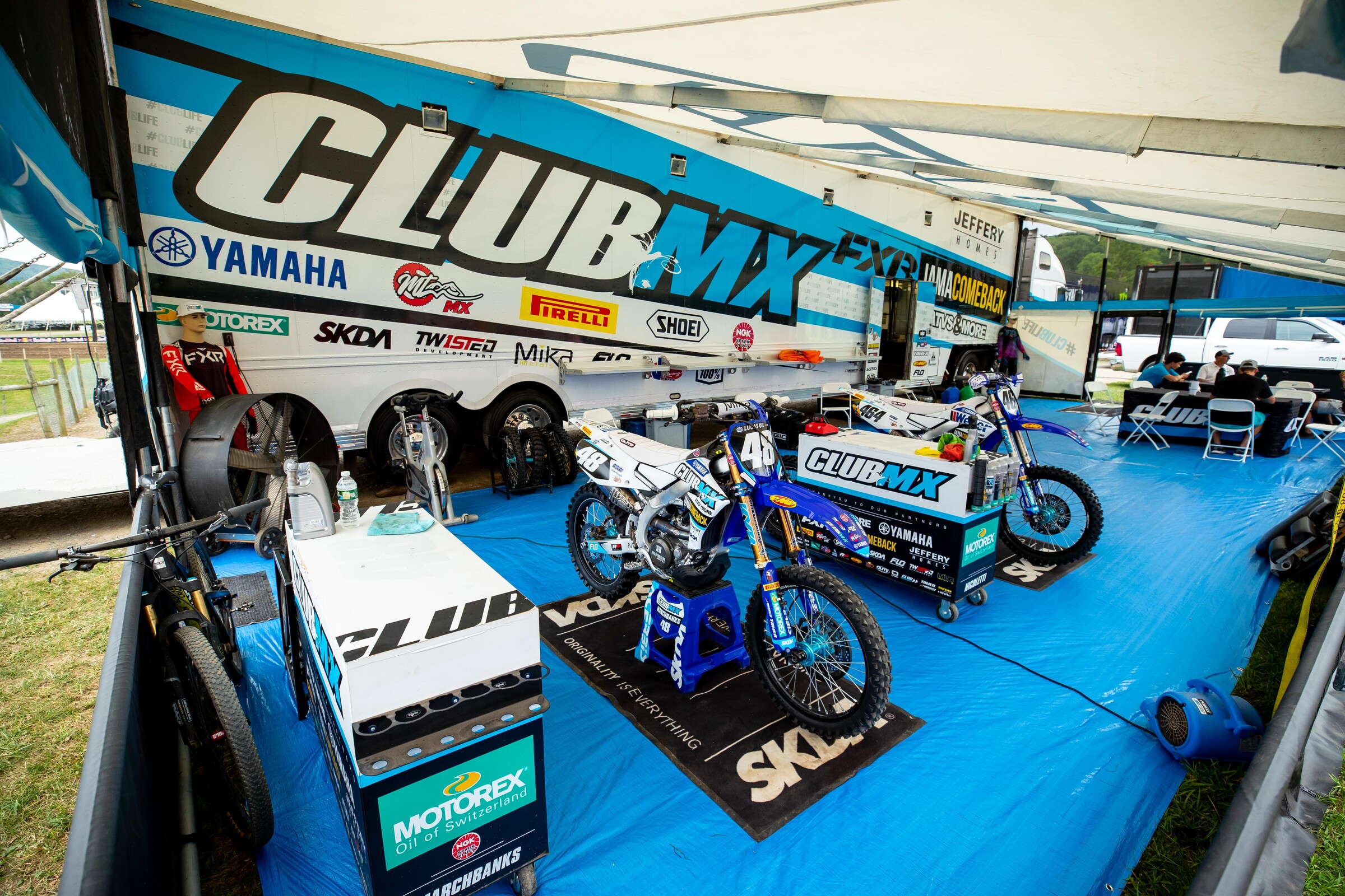 The ClubMX Yamaha team pits during Pro Motocross.