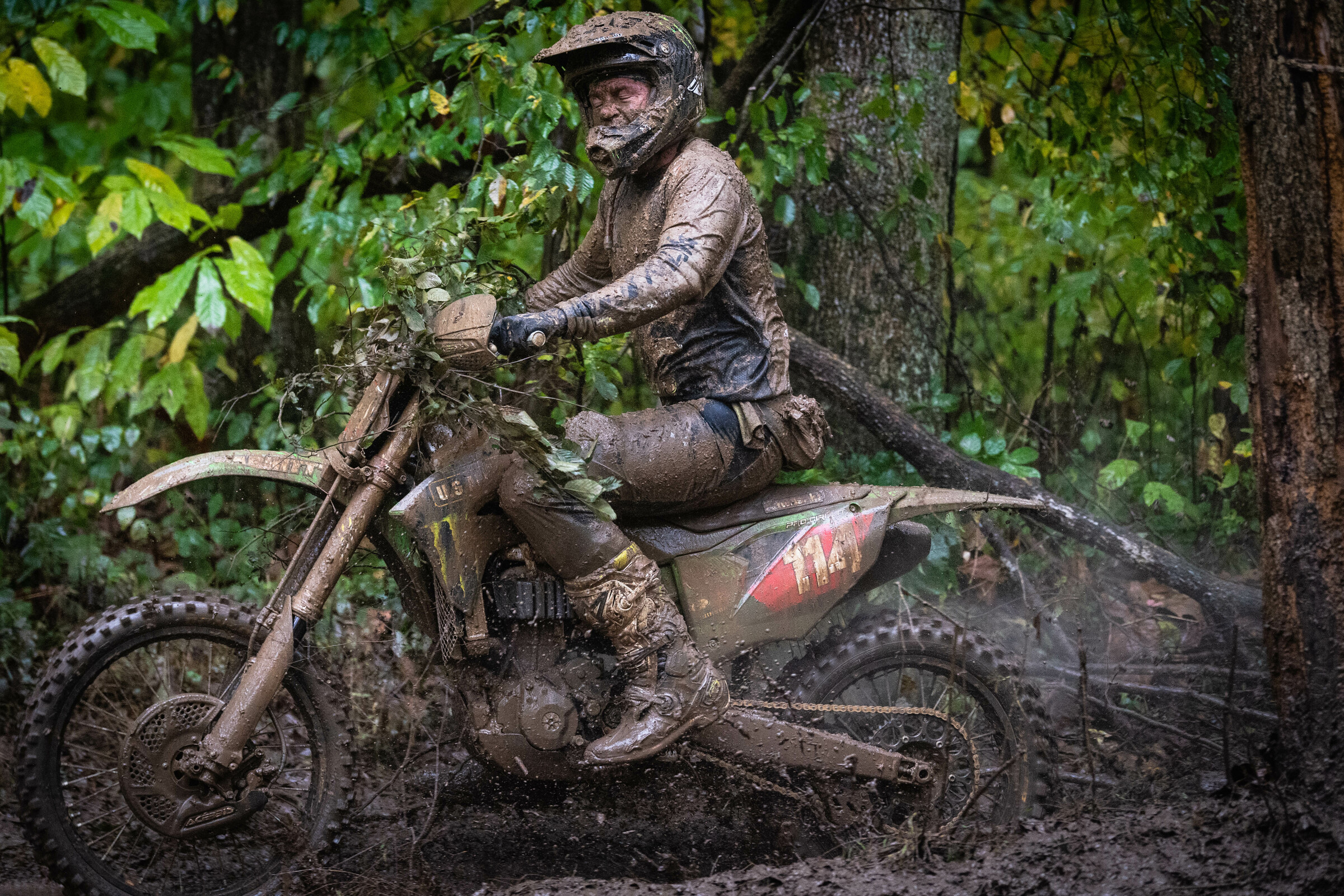 Josh Strang battles the conditions at Ironman Raceway.