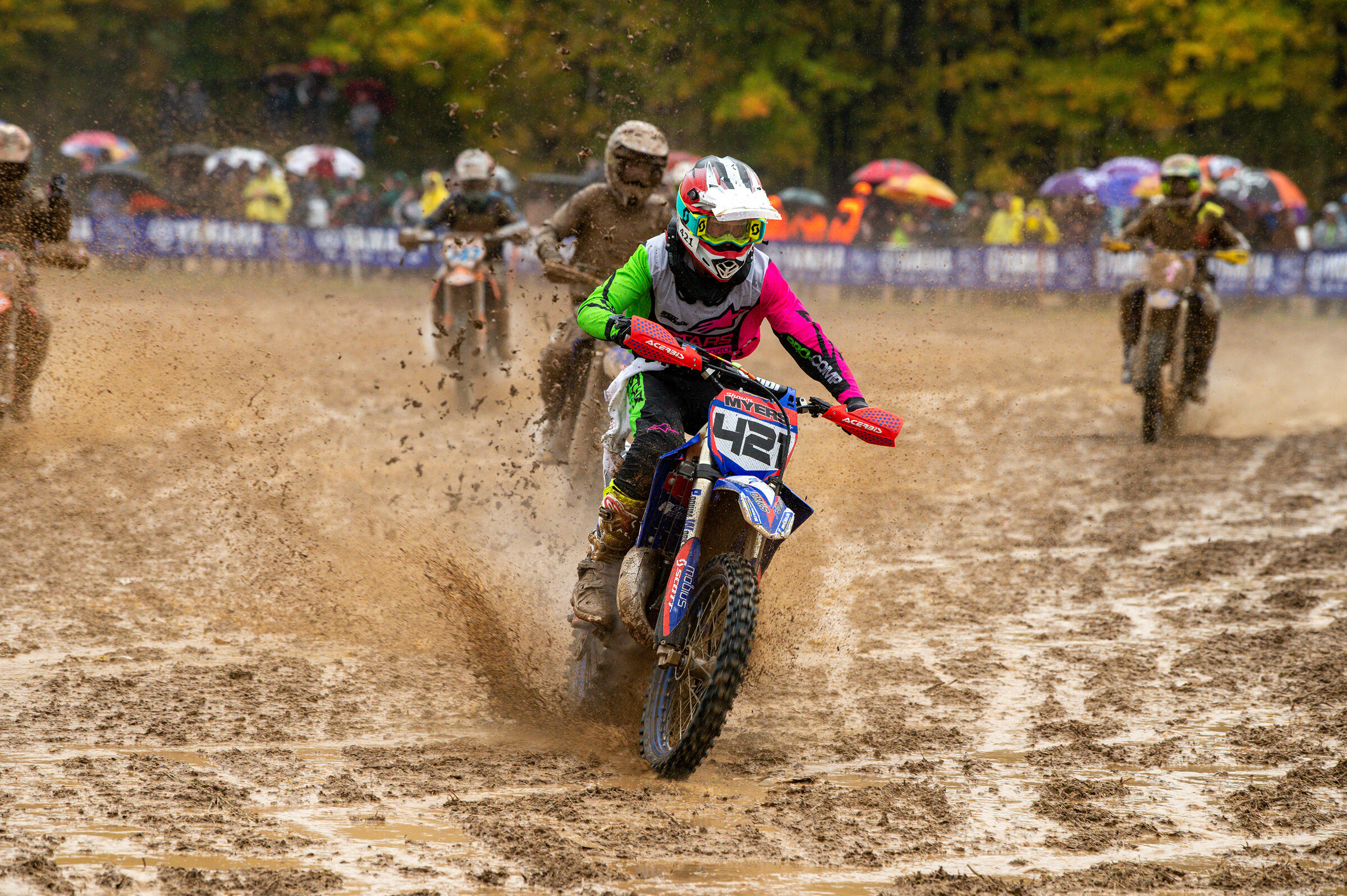 Shawn Myers Jr. earned the FMF XC3 class win in the muddy conditions.
