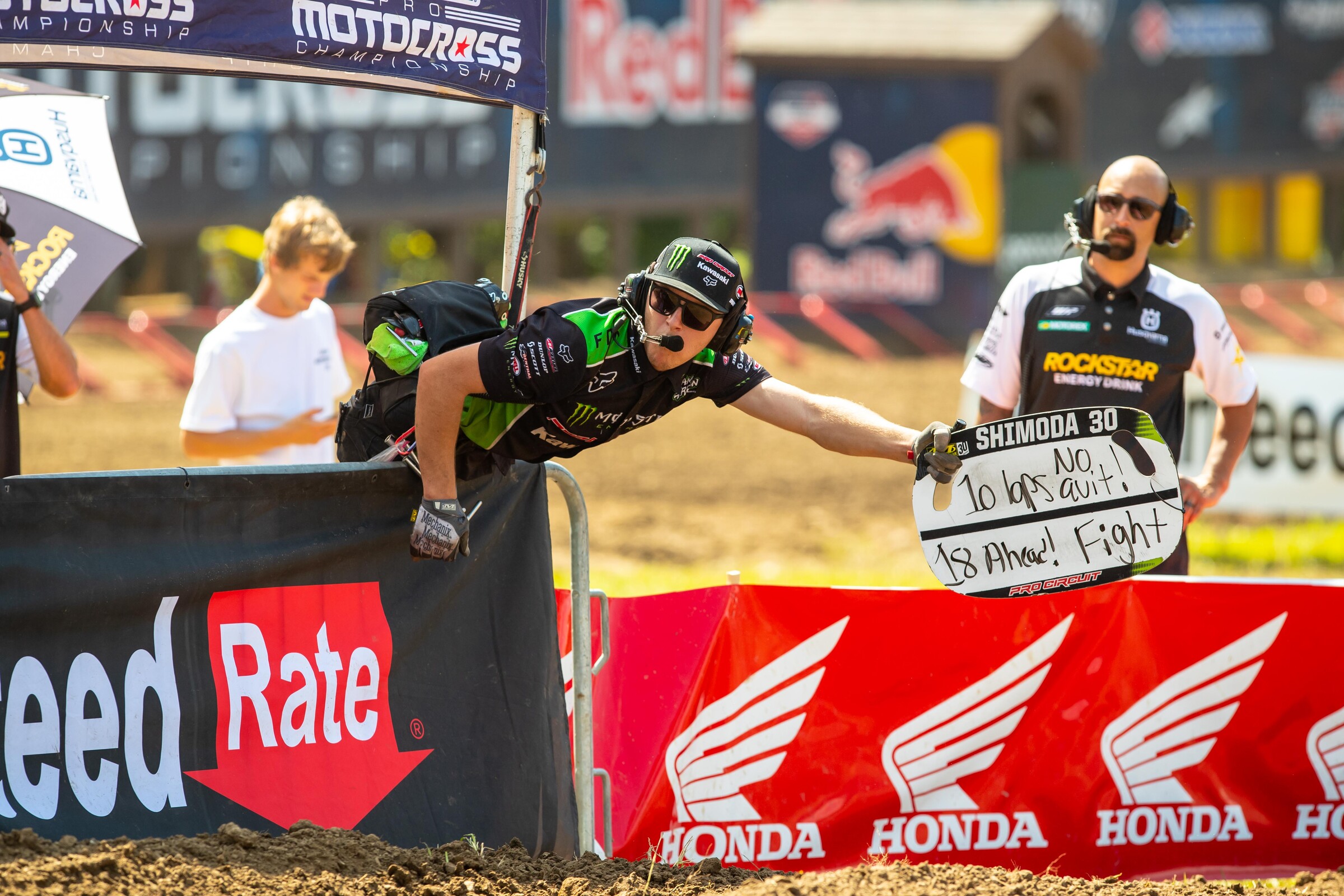 Matt Goodbred signaling for Jo Shimoda during the Ironman National.