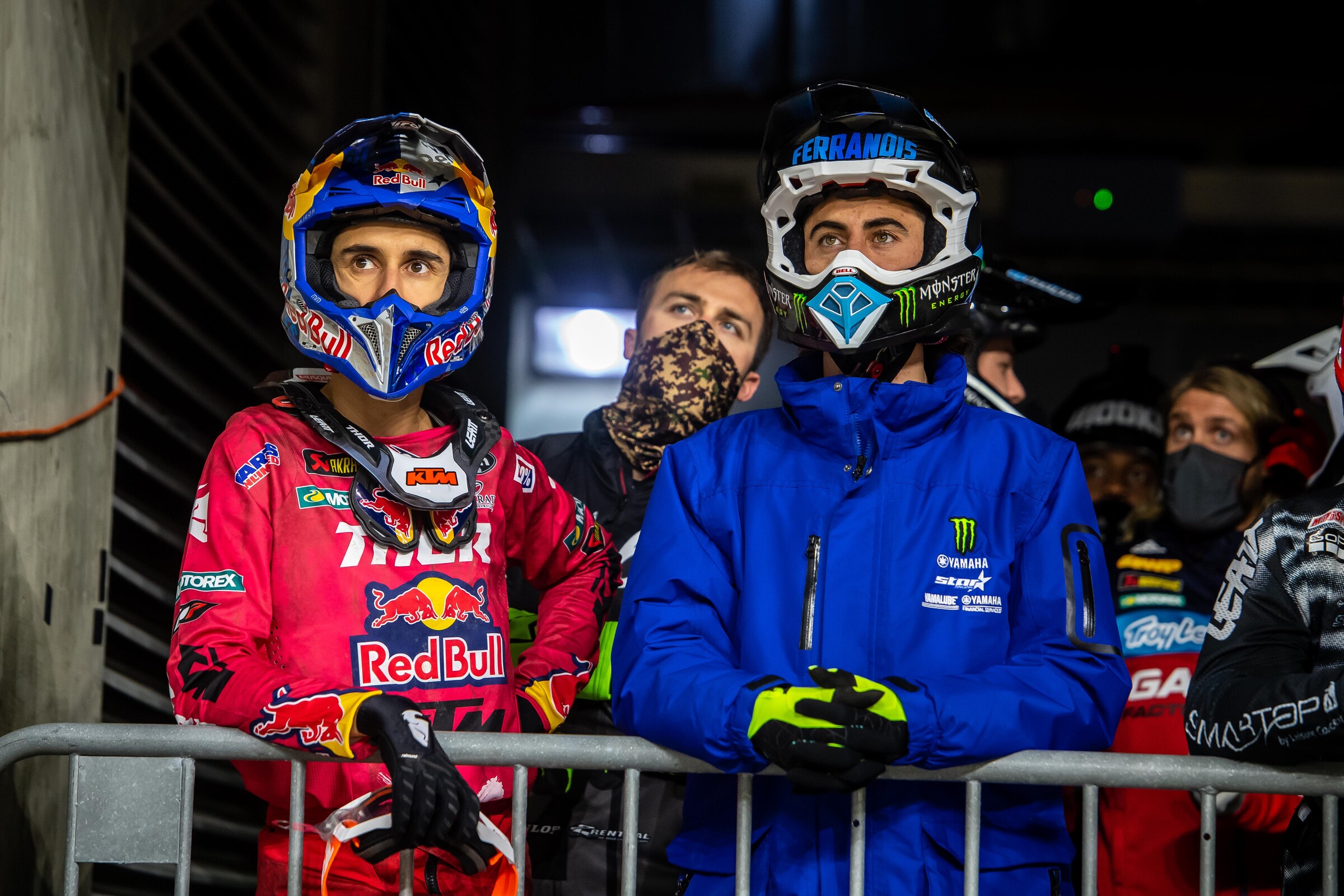 Marvin Musquin and Dylan Ferrandis chatting at the Indianapolis 2 Supercross.