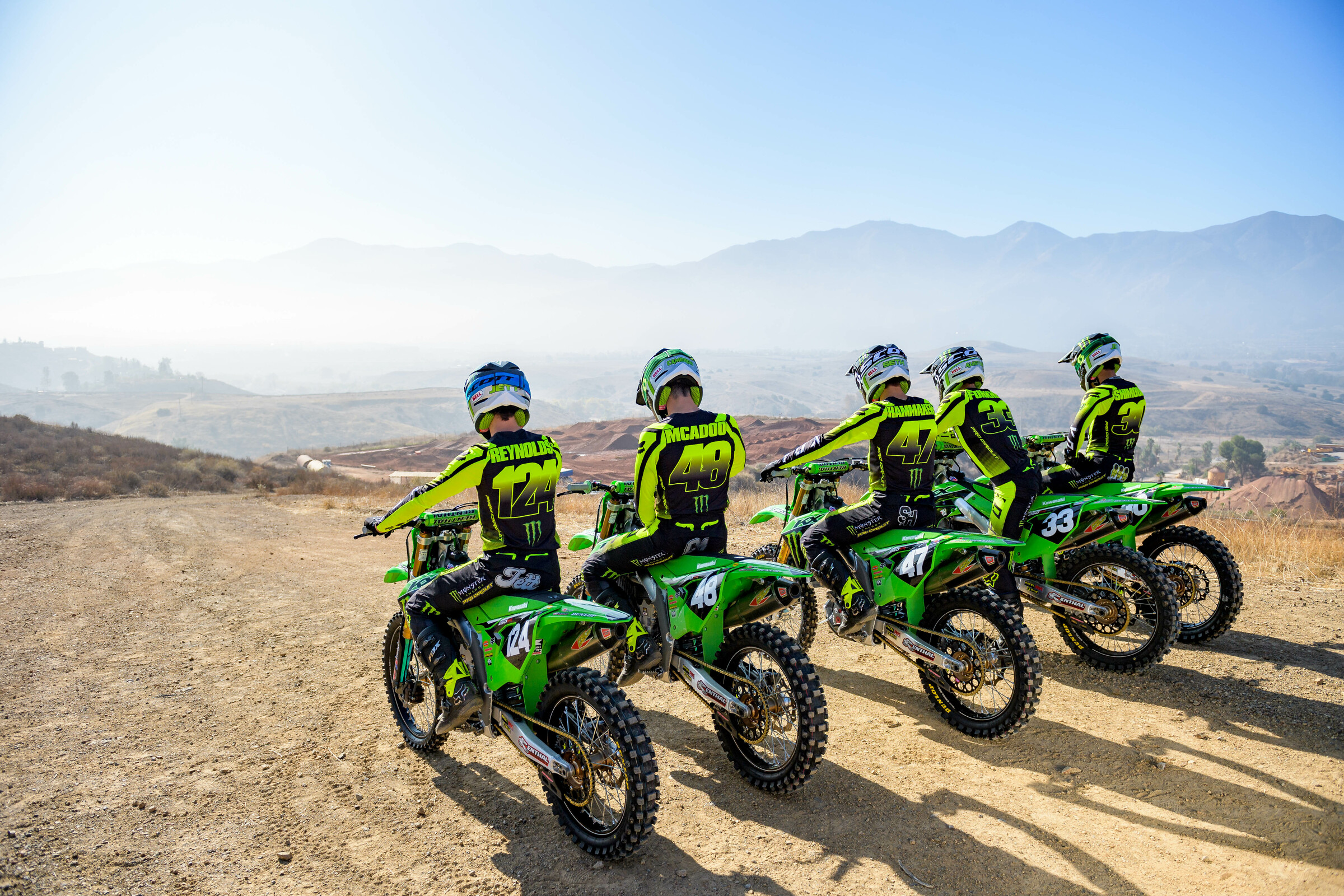 #124 Jett Reynolds, #48 Cameron McAdoo, #47 Seth Hammaker, #33 Austin Forkner, and #30 Jo Shimoda