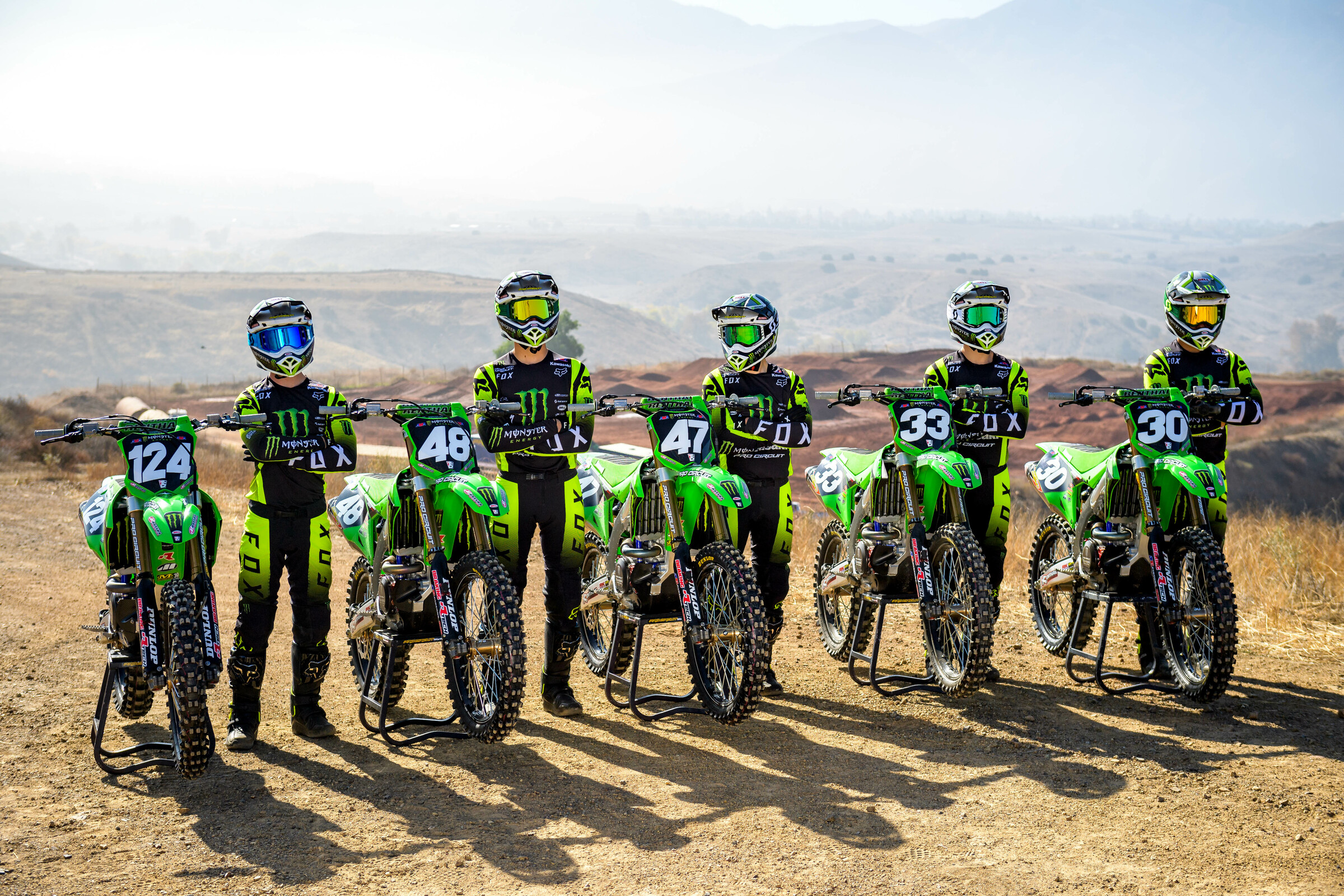 #124 Jett Reynolds, #48 Cameron McAdoo, #47 Seth Hammaker, #33 Austin Forkner, and #30 Jo Shimoda
