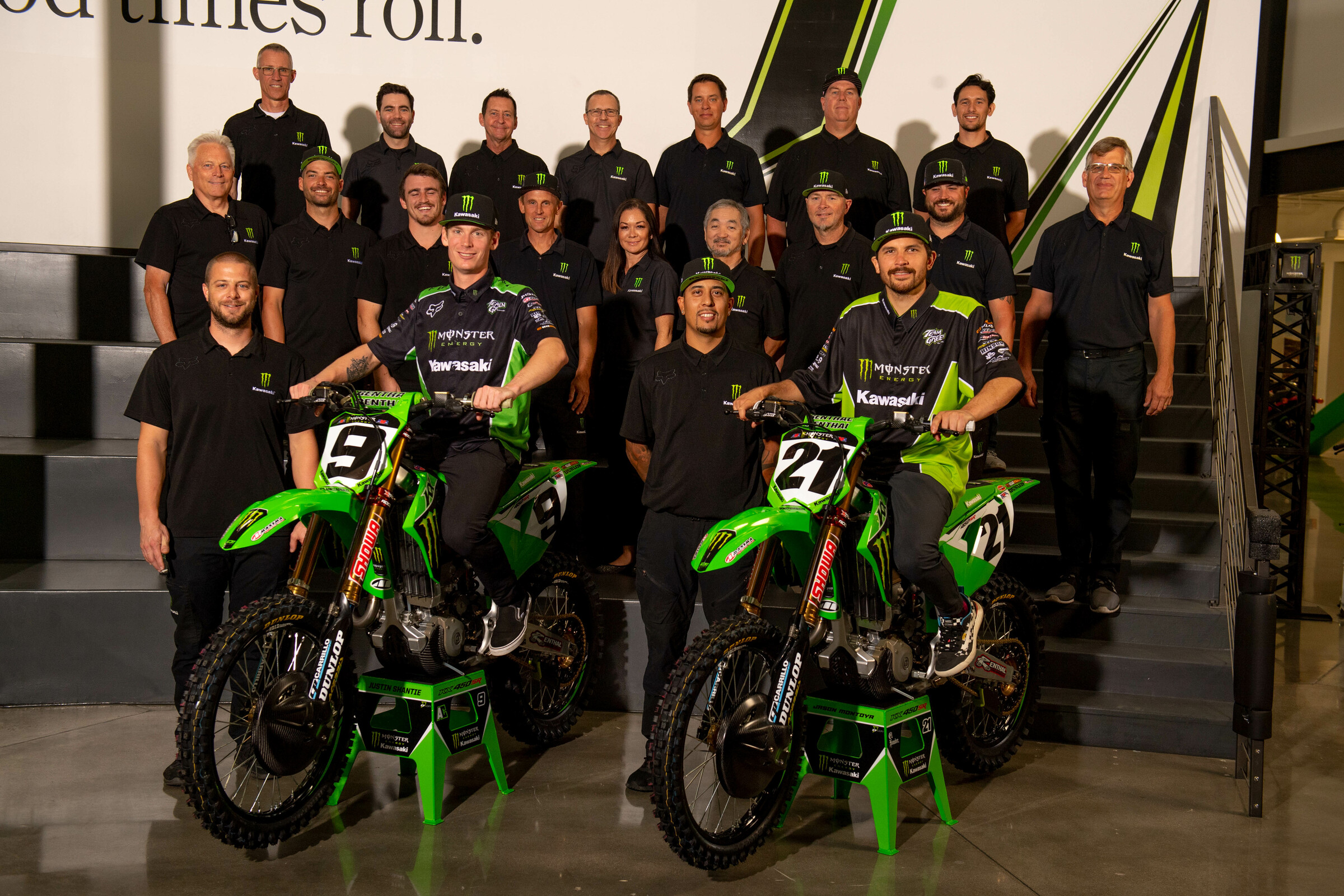 The 2022 Monster Energy Kawasaki team.