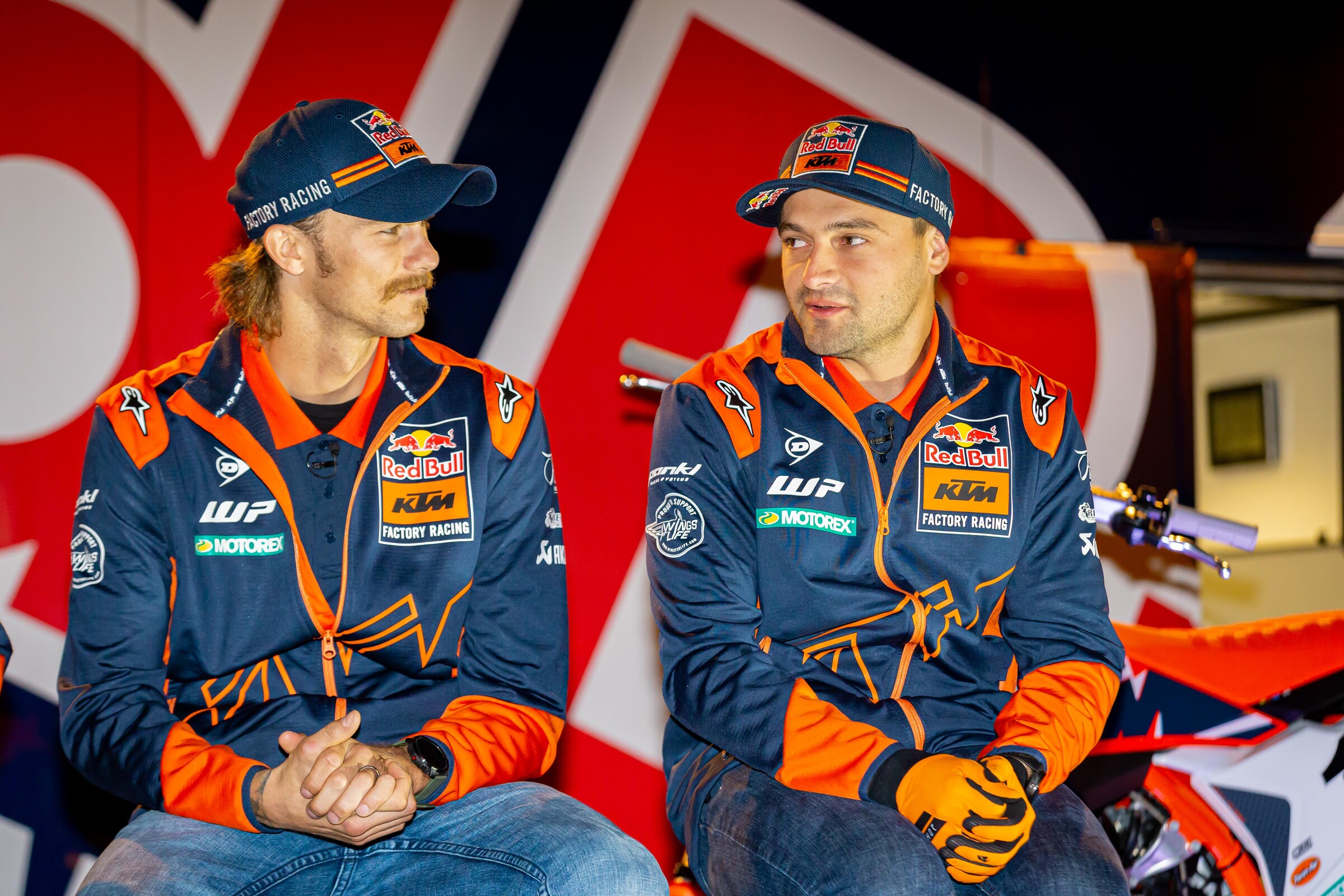 Plessinger and Cooper Webb at the 2022 Red Bull KTM team intro in early December.
