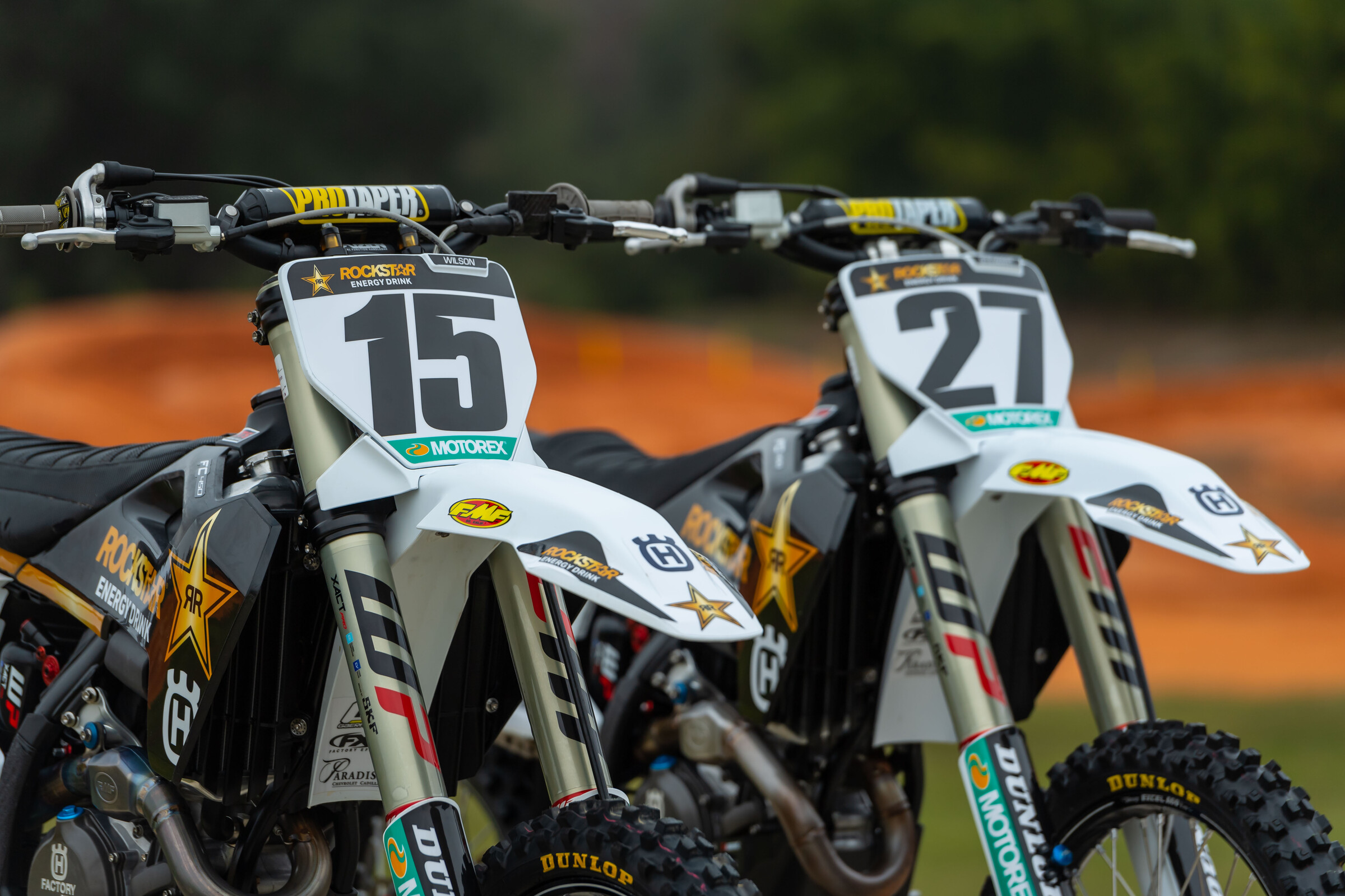 The 2022 Rockstar Energy Husqvarna race machines.