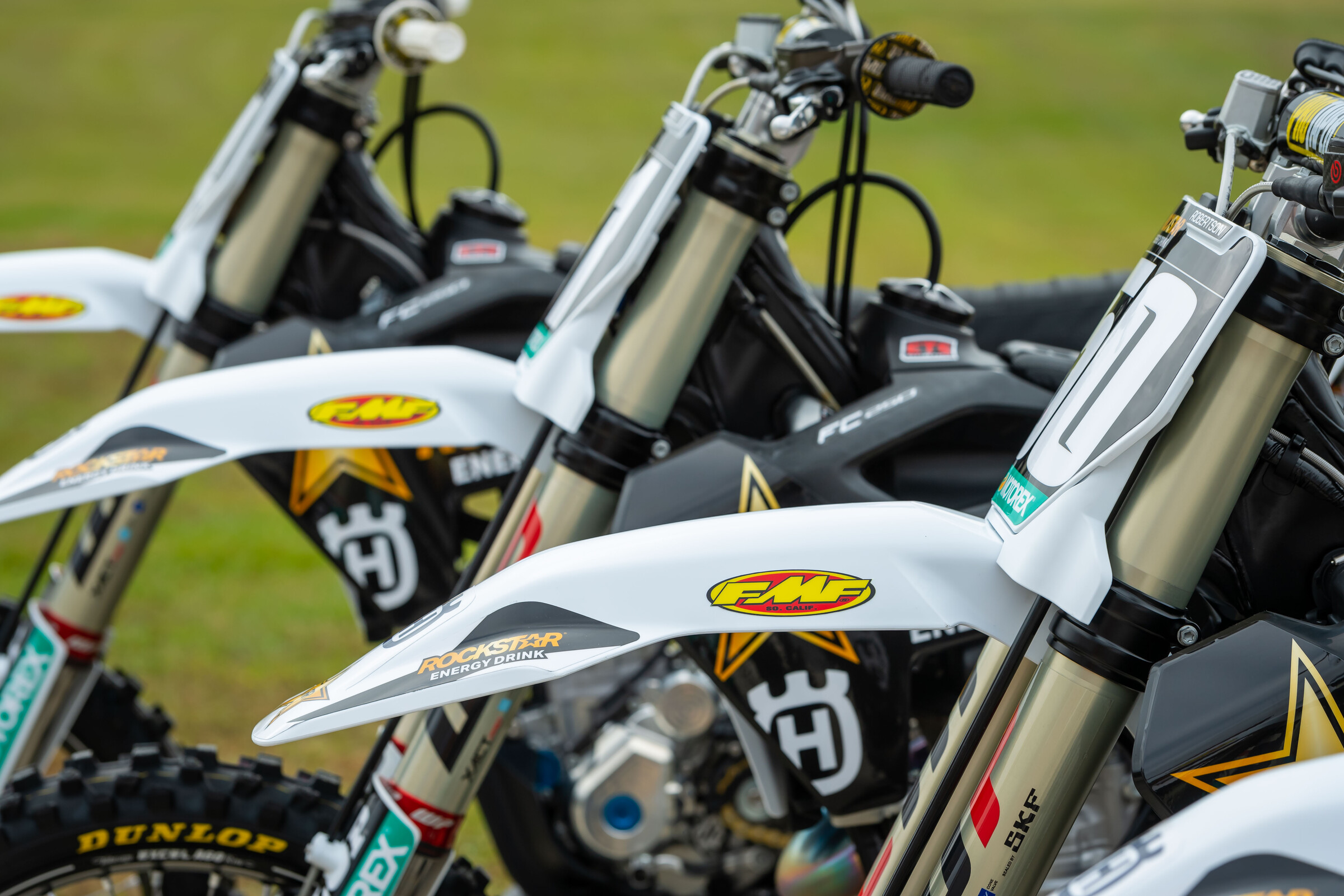 The 2022 Rockstar Energy Husqvarna race machines.