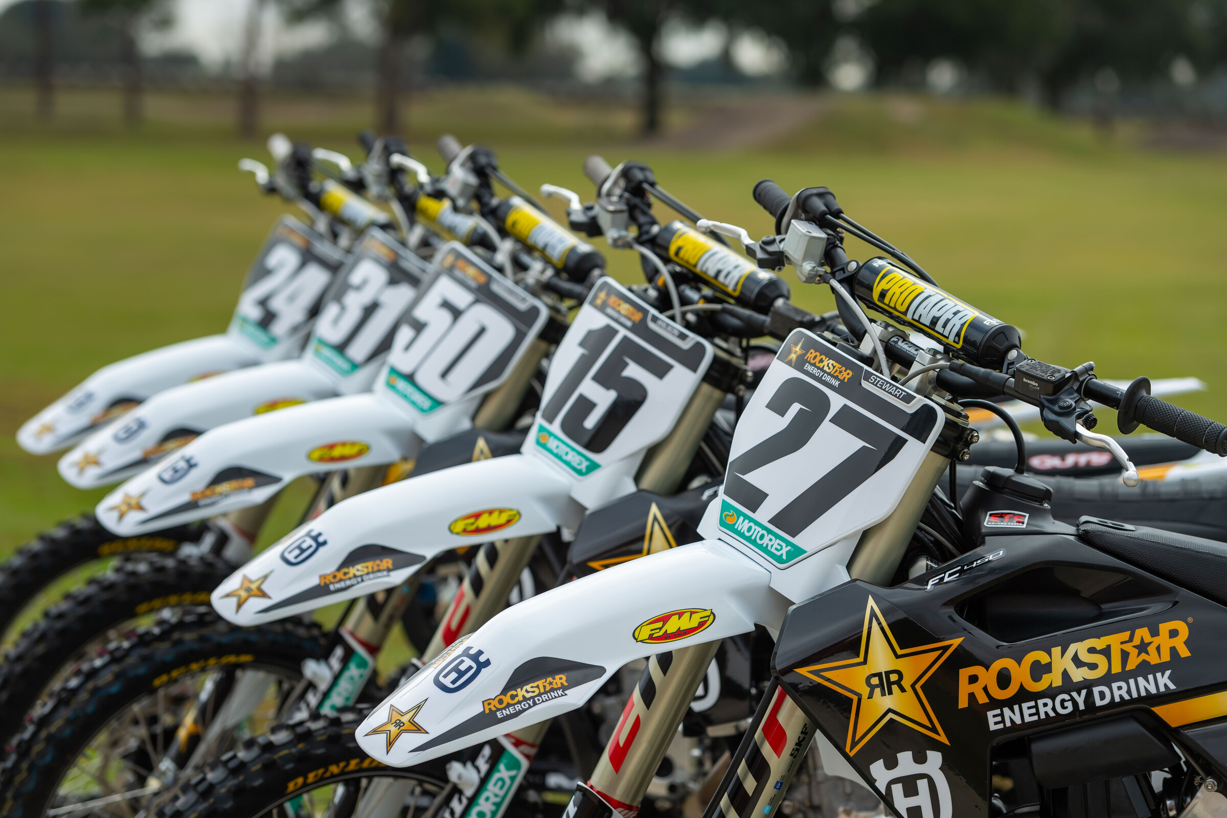 The 2022 Rockstar Energy Husqvarna race machines.