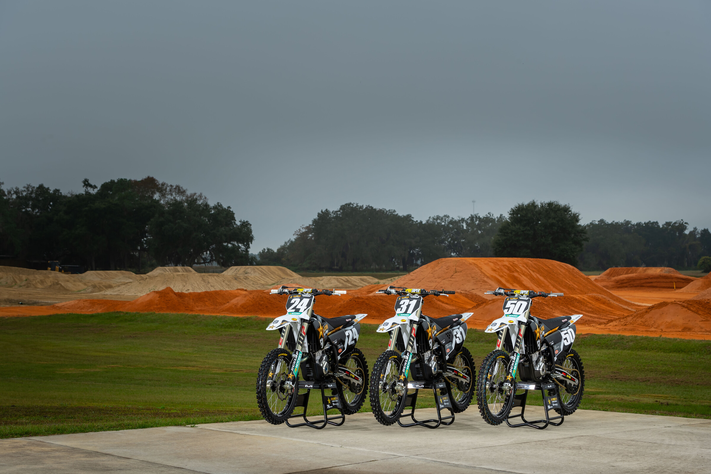 The 2022 Rockstar Energy Husqvarna race machines.