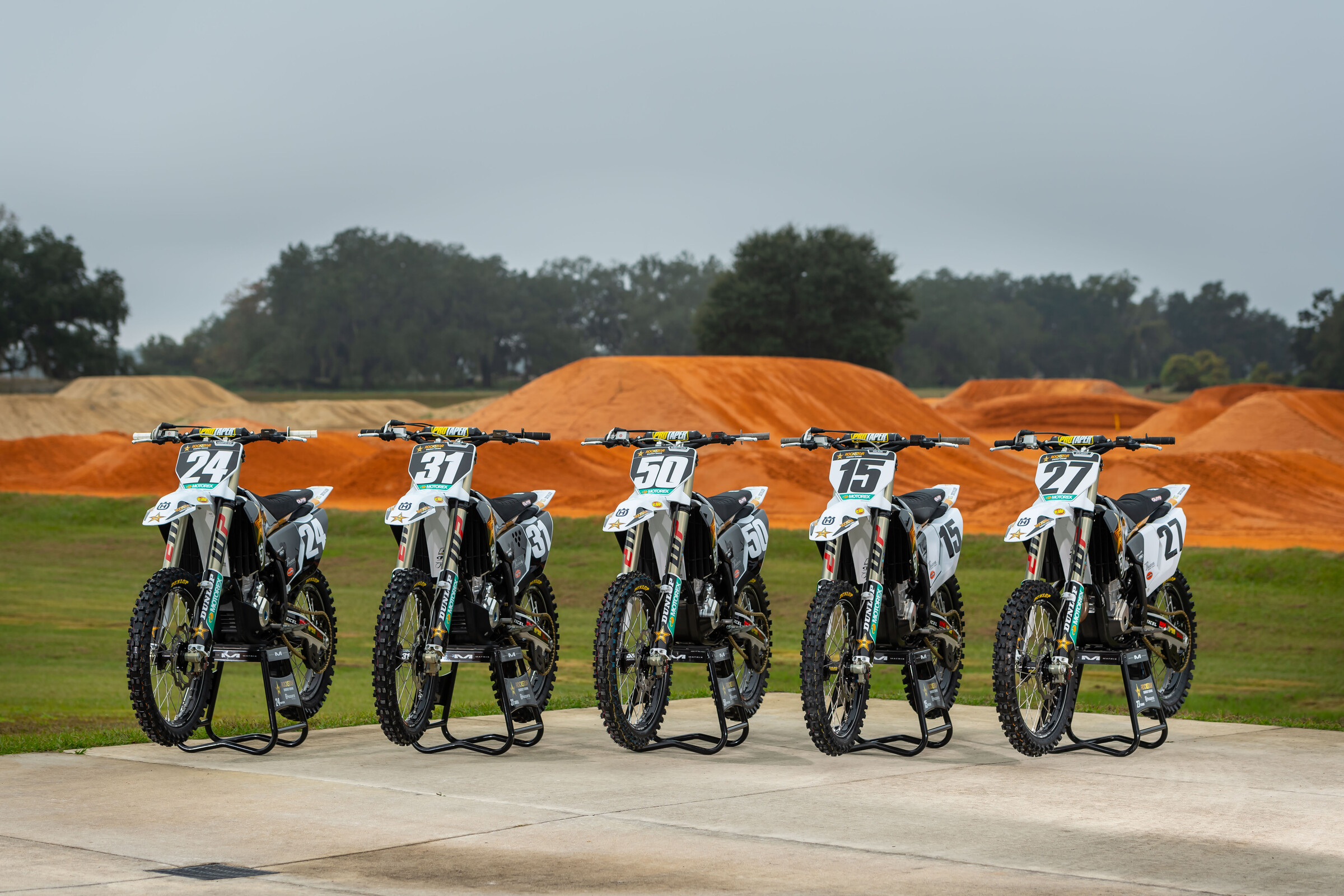 The 2022 Rockstar Energy Husqvarna race machines.