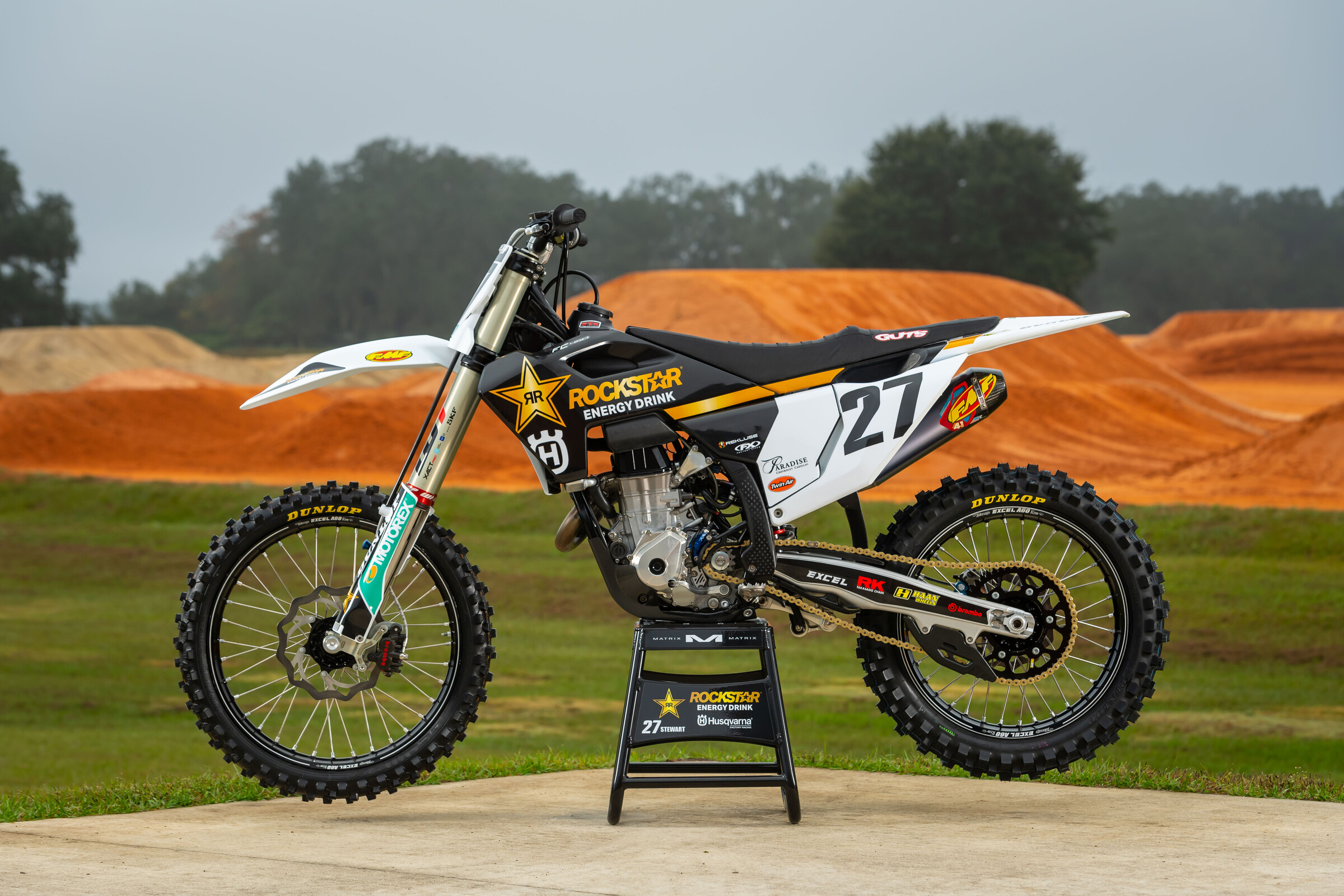 #27 Malcolm Stewart's 2022 Husqvarna FC 450 Rockstar Edition race machine.