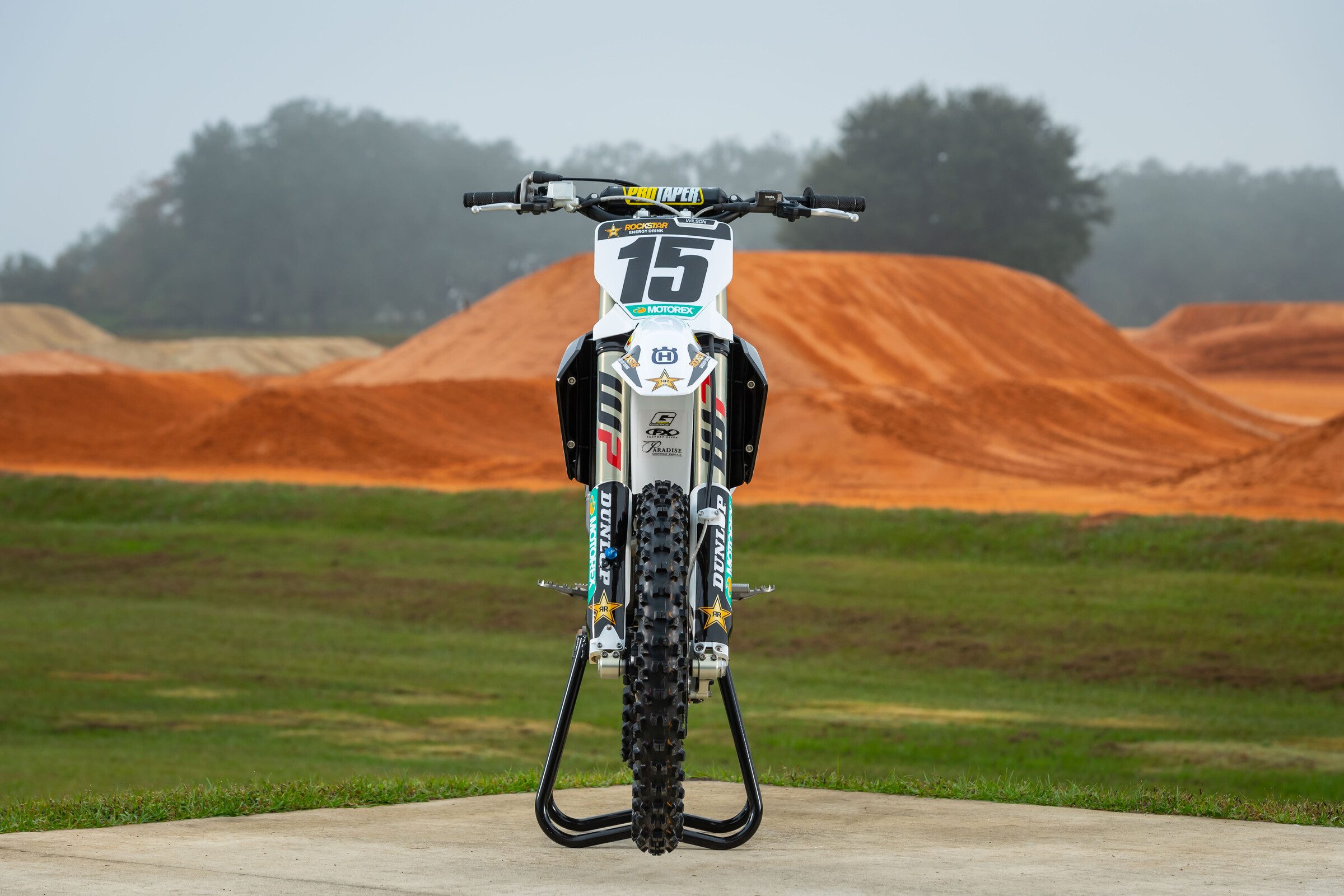 #15 Dean Wilson's 2022 Husqvarna FC 450 Rockstar Edition race machine.