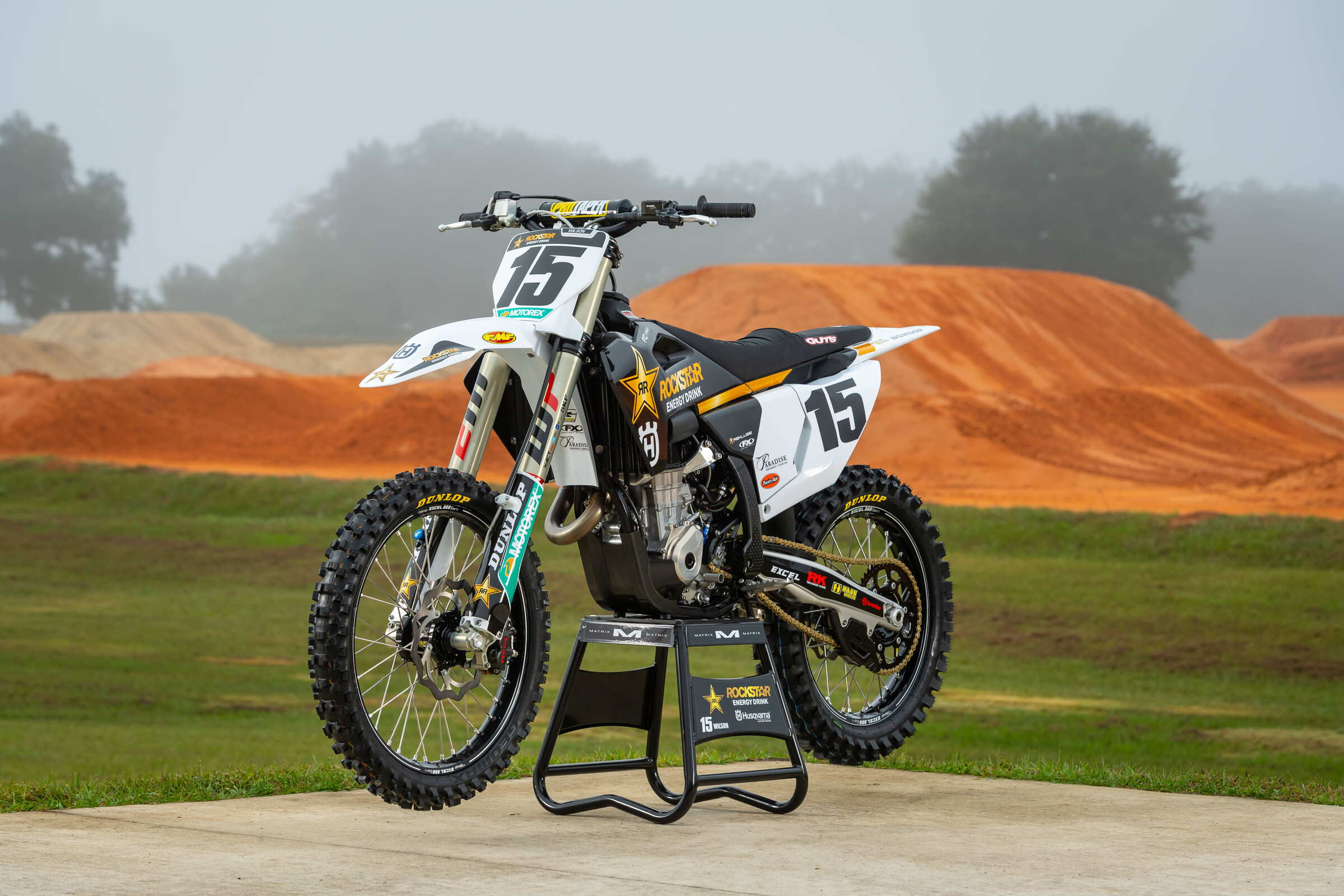 #15 Dean Wilson's 2022 Husqvarna FC 450 Rockstar Edition race machine.