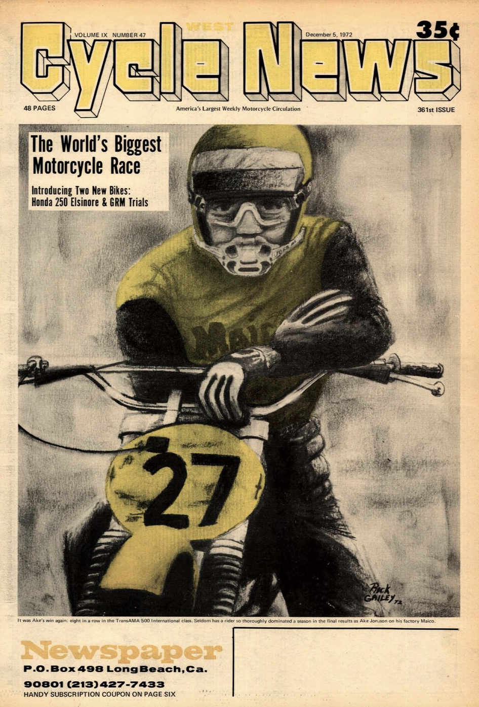A 1972 issue of Cycle News.