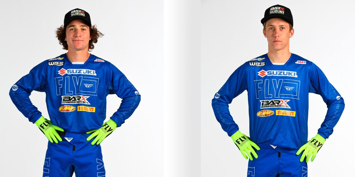 Dilan Schwartz (left) and Carson Mumford (right) will represent Suzuki in the 2022 West Coast Supercross Series.