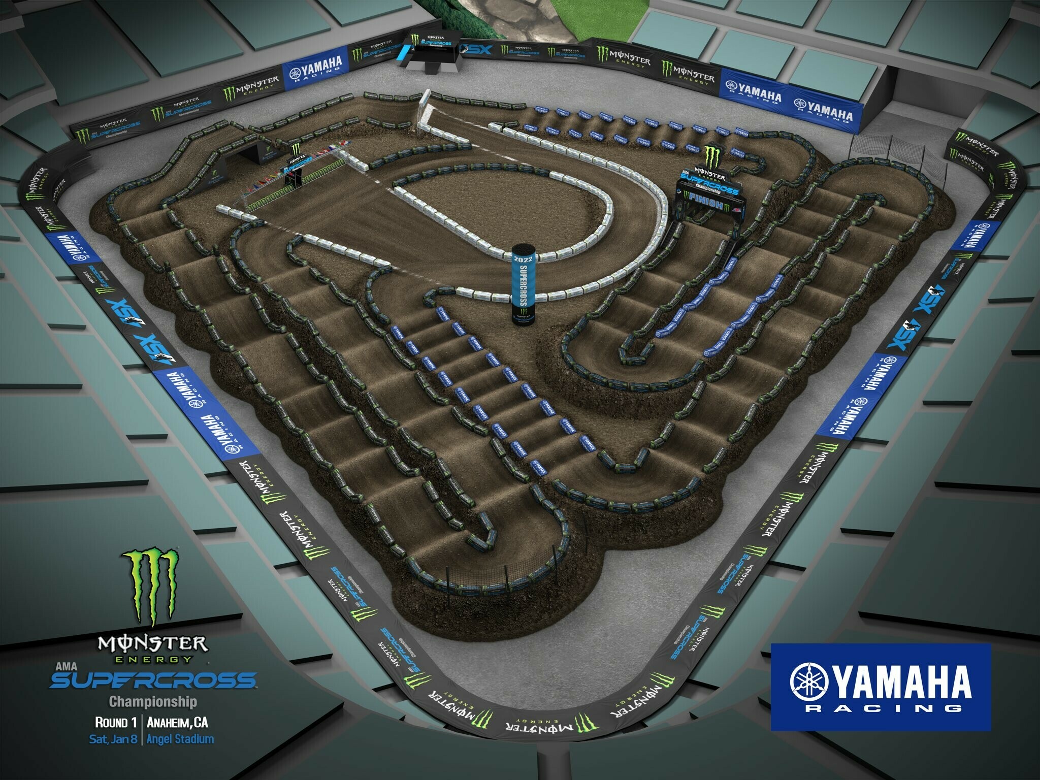 The 2022 Anaheim 1 Supercross layout.