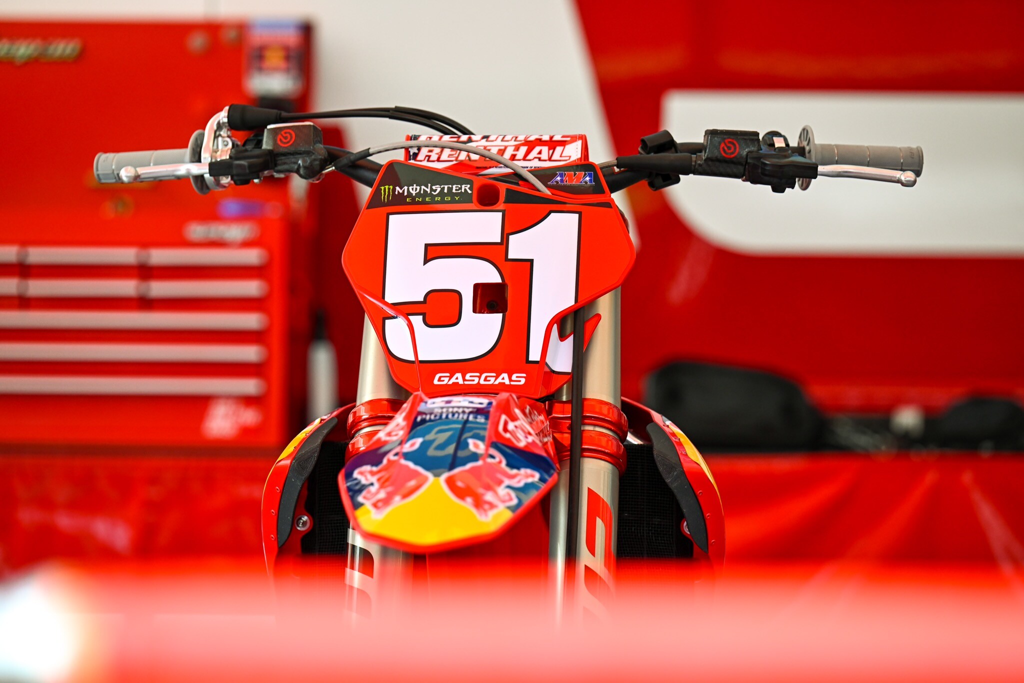 Justin Barcia's GasGas MC 450F in the San Diego pits.
