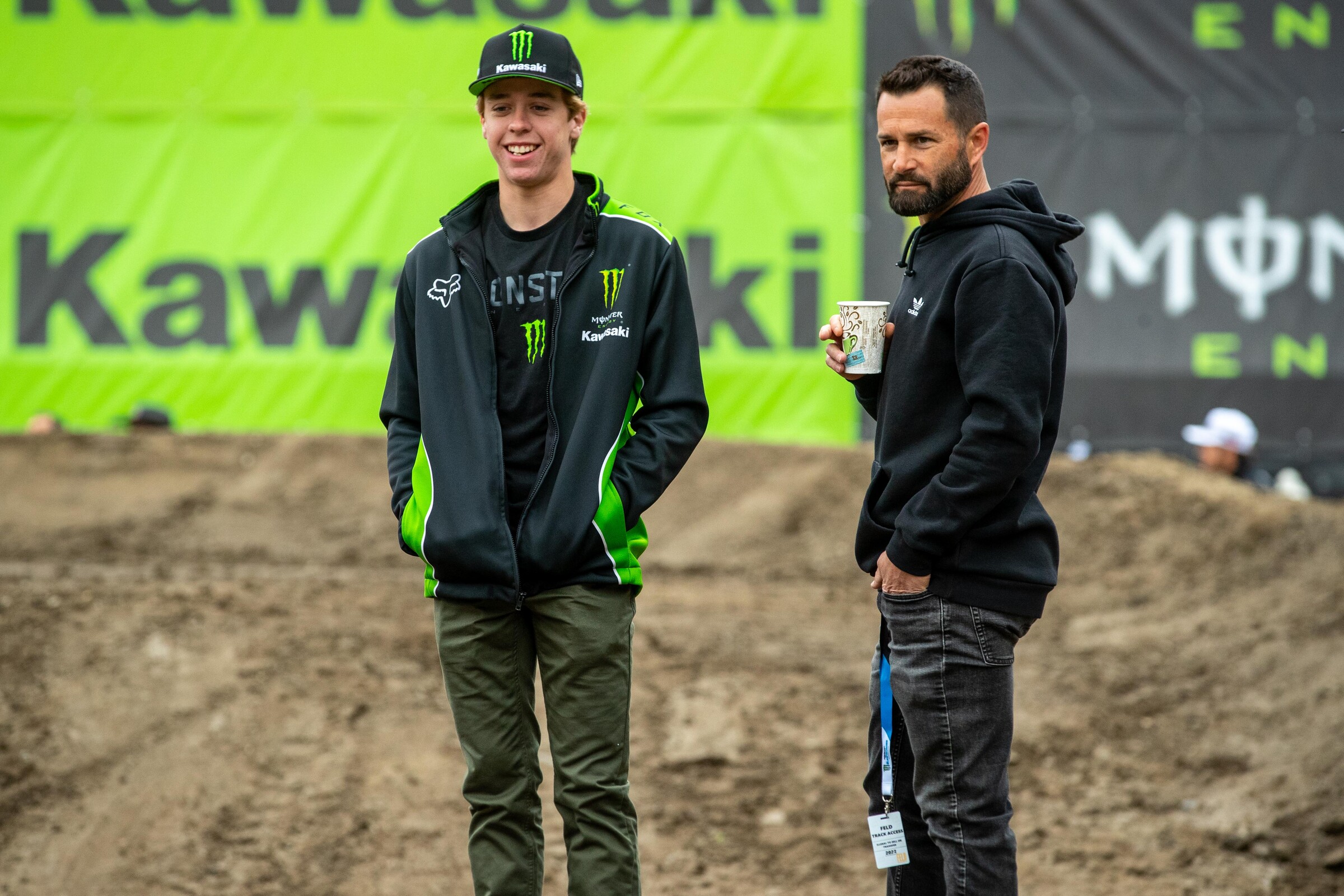 DiFrancesco and Ivan Tedesco during track walk before the Anaheim 2 Supercross 250SX Futures.