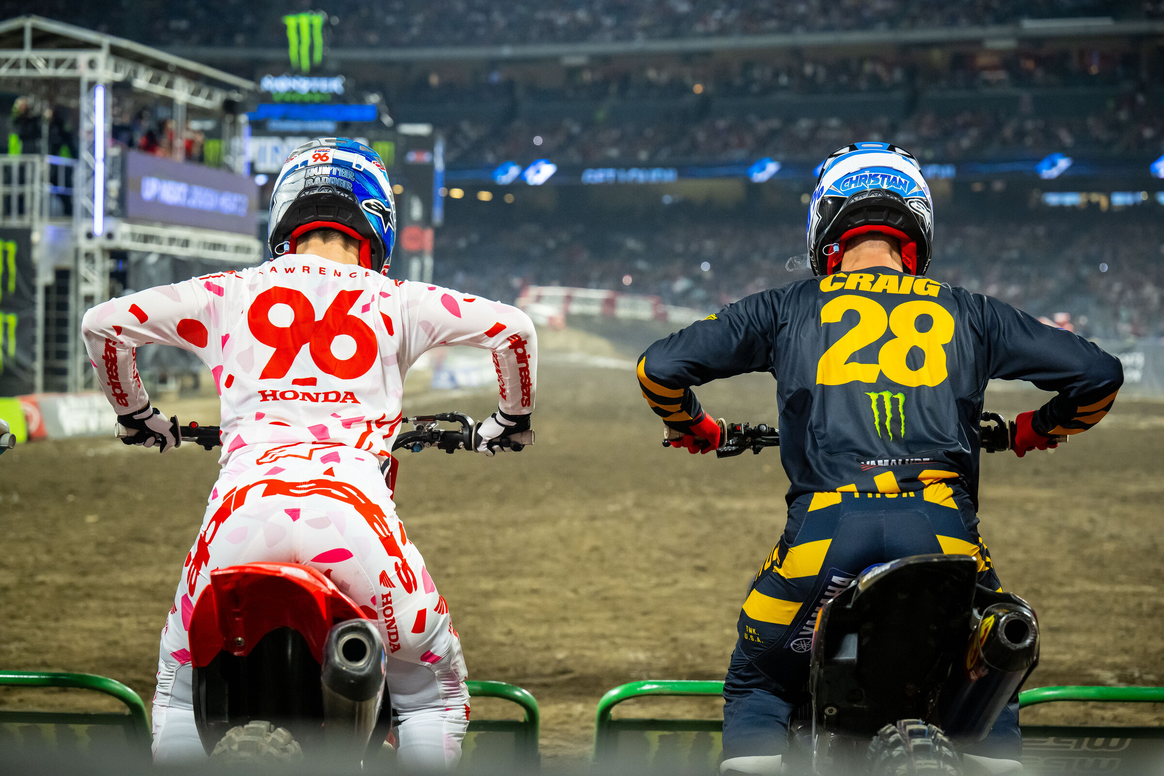 Lawrence and Craig on the gate for their heat race.