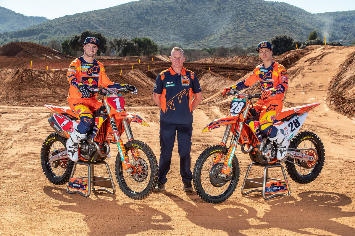 Jeffrey Herlings (left) will miss the opening round of MXGP this weekend with a foot injury.
