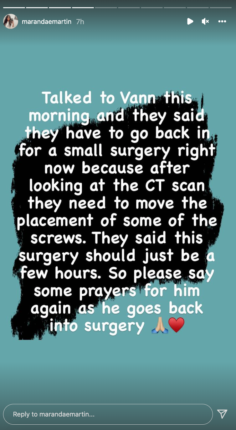 Maranda posted this update this morning (Tuesday).