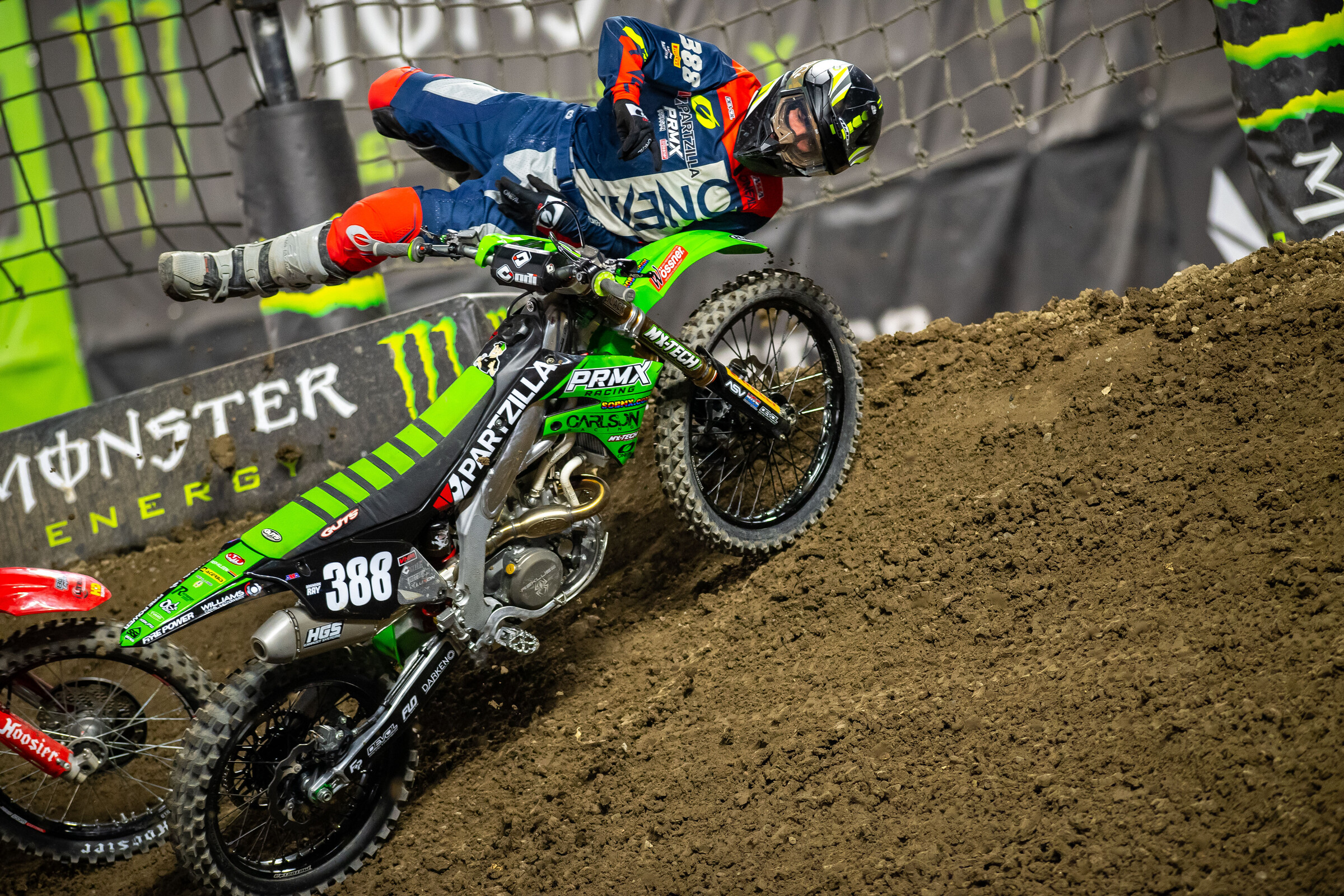 Ray going into the nets at the Anaheim 2 Supercross.