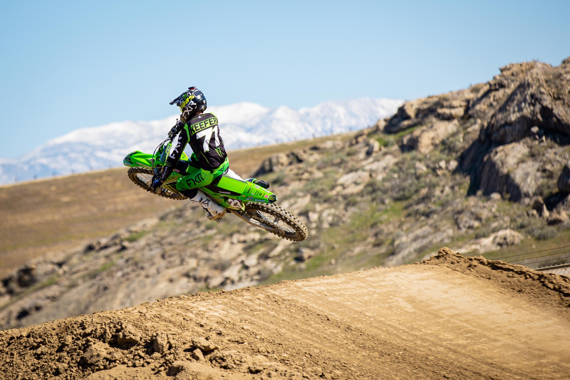 Aden Keefer on the Monster Energy/Pro Circuit 2022 Kawasaki KX250.