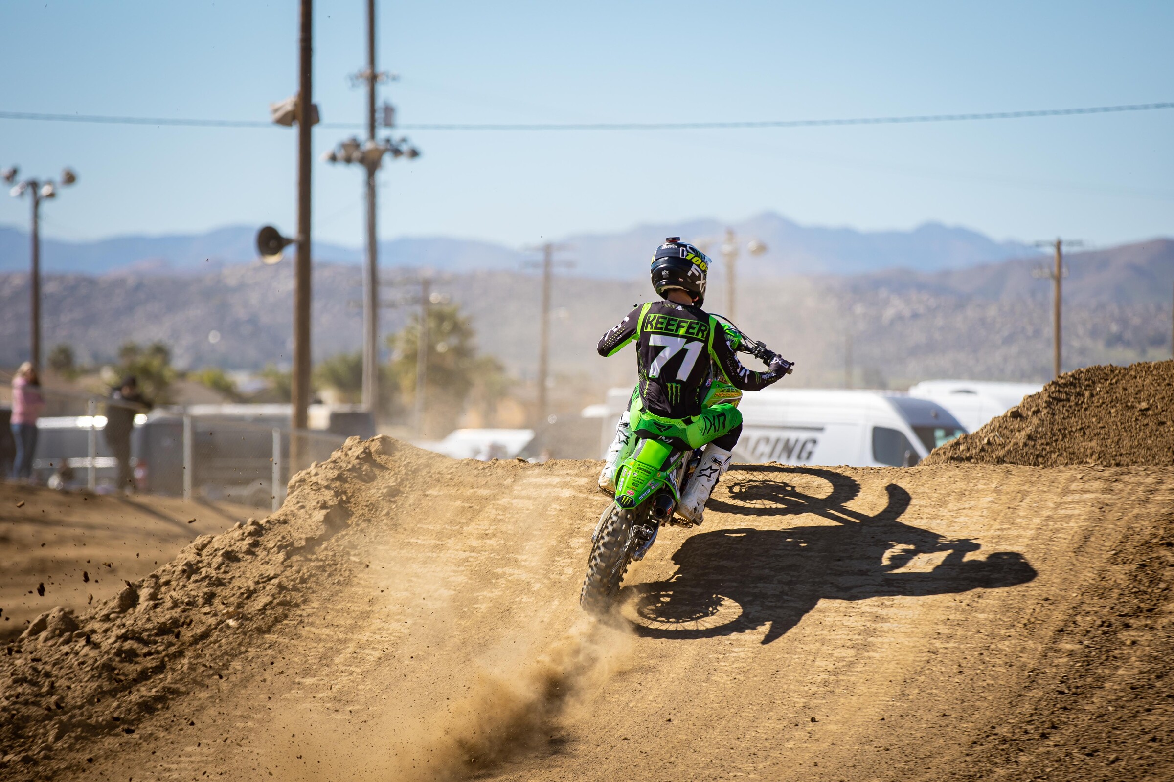 Aden Keefer on the Monster Energy/Pro Circuit 2022 Kawasaki KX250.
