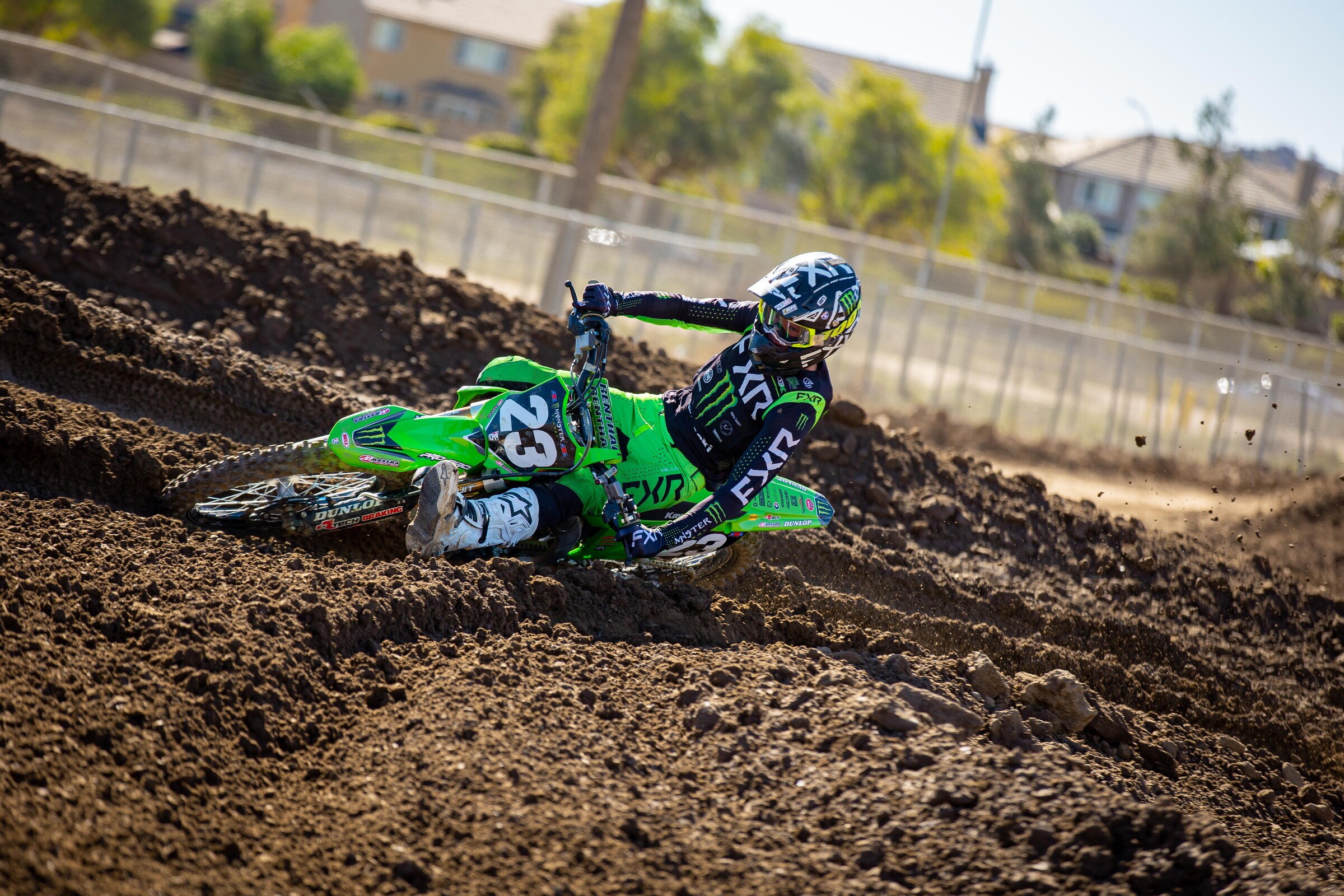 Aden Keefer on the Monster Energy/Pro Circuit 2022 Kawasaki KX250.