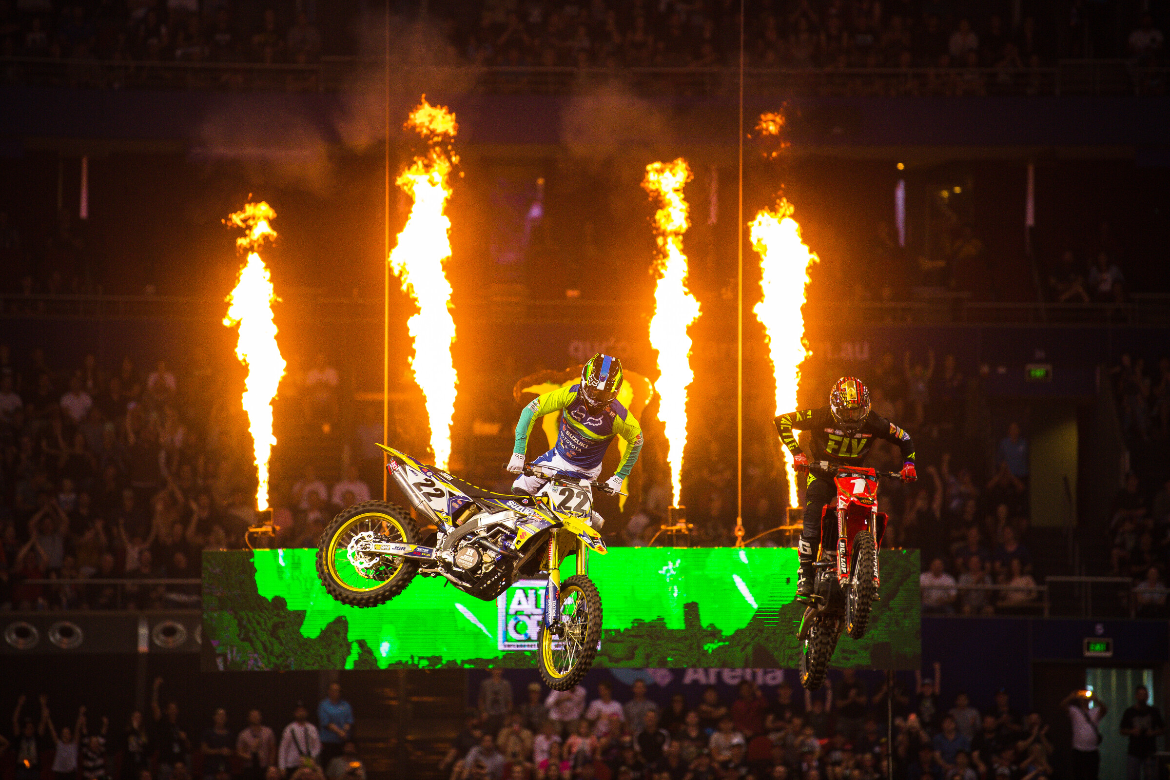 Chad Reed and Justin Brayton at the 2018 AUS-X Open in Australia.