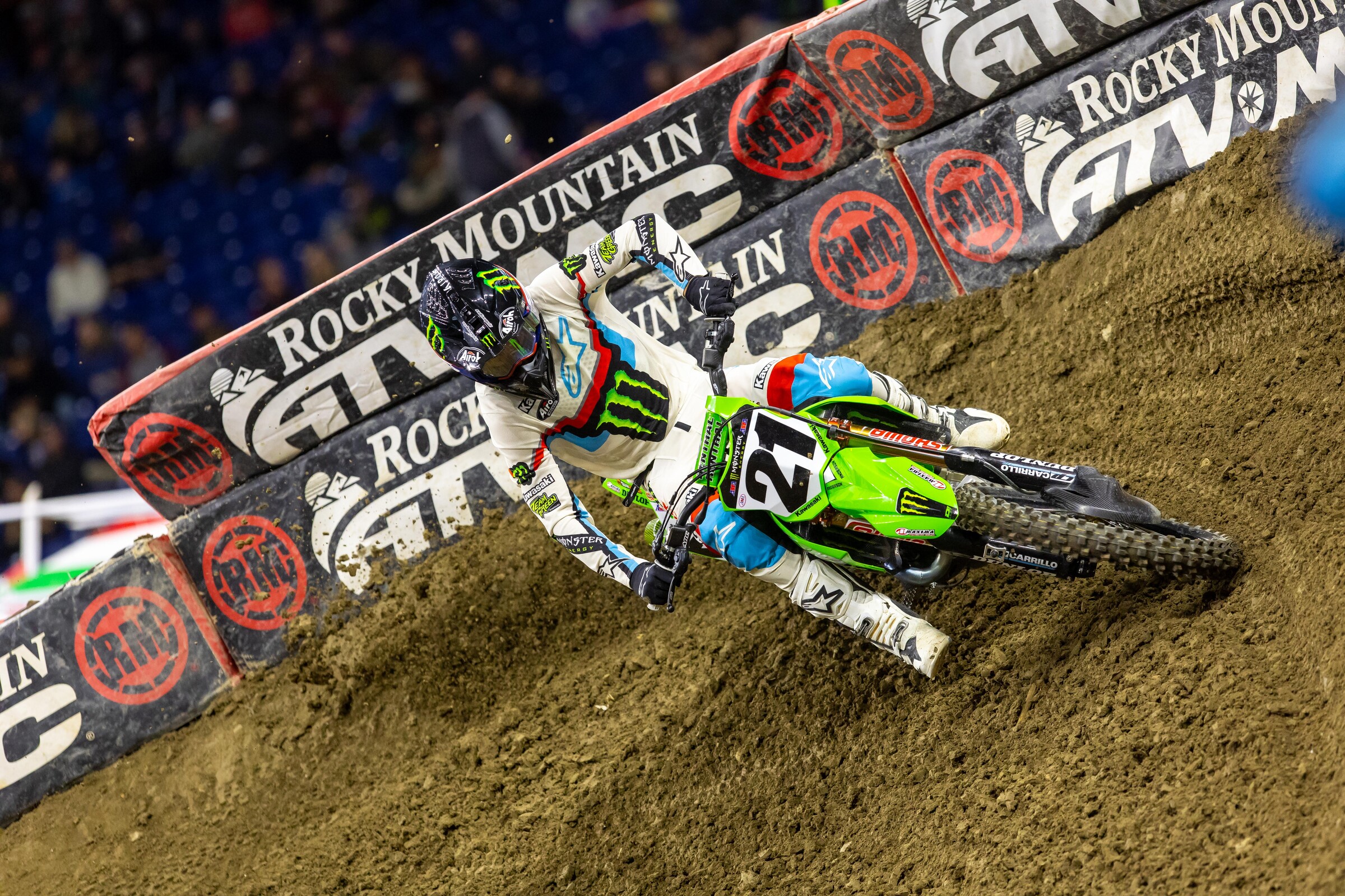 Jason Anderson led early but found the ground when he made contact with Justin Barcia.