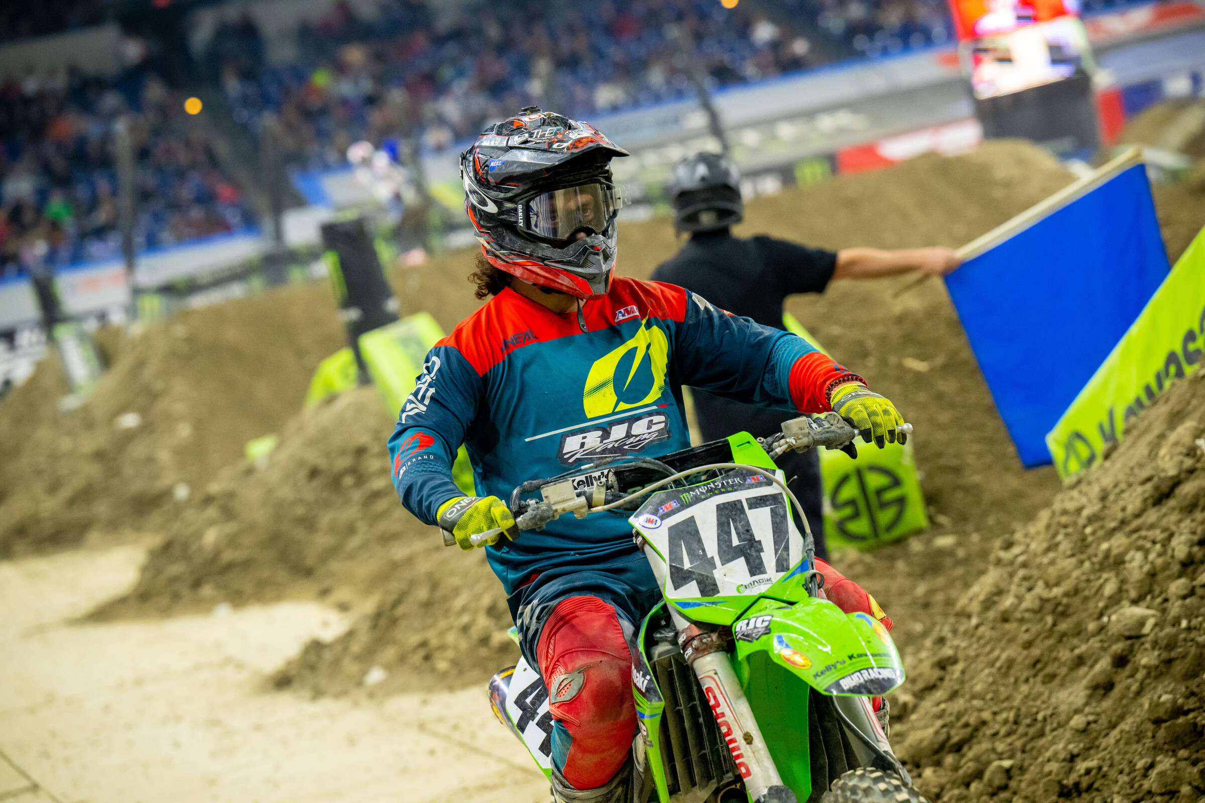 Deven Raper riding off after the incident.