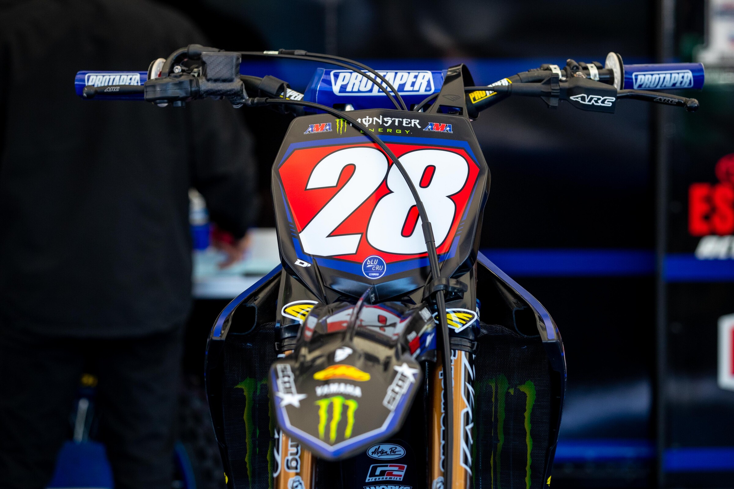 Christian Craig's Yamaha YZ250F with extra show since he leads the 250SX West Region points standings.