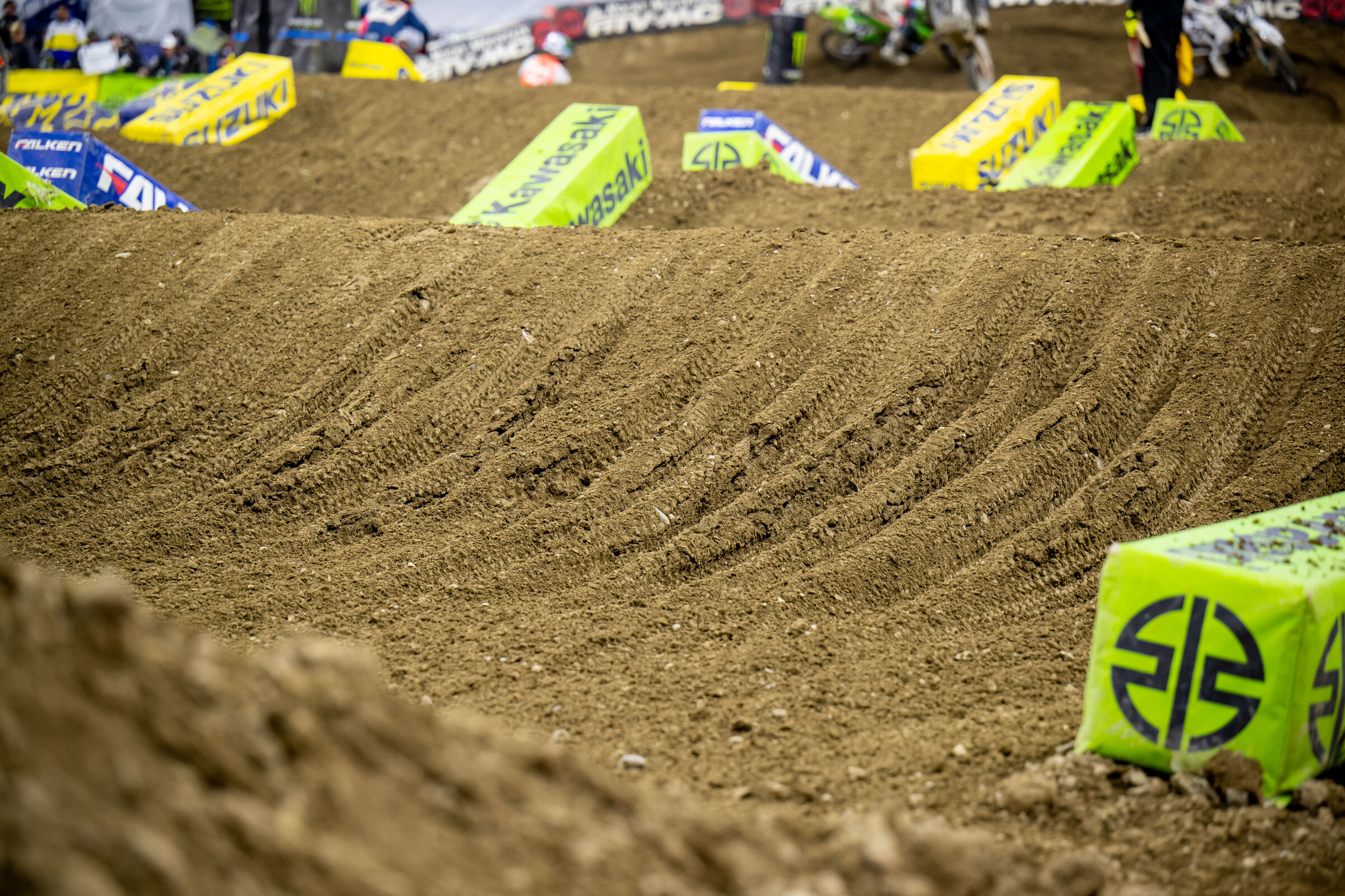 The track breaking down at the Lucas Oil Stadium in Indiana.