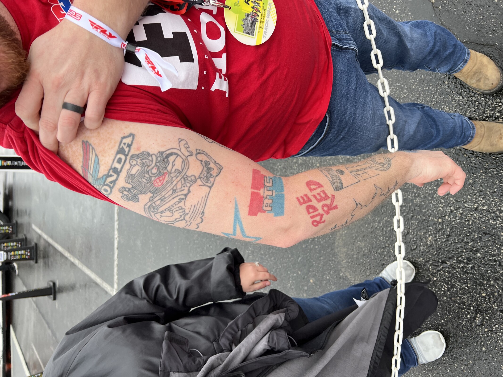 A true Honda fan shows off his sleeve in Indianapolis. 