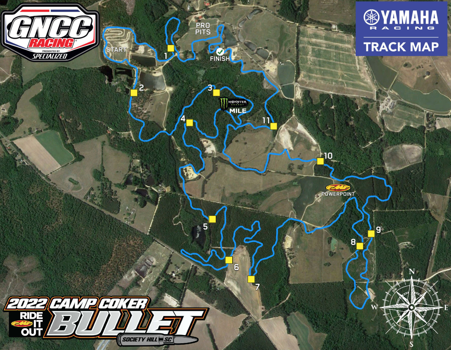 The 2022 Camp Coker Bullet GNCC layout.