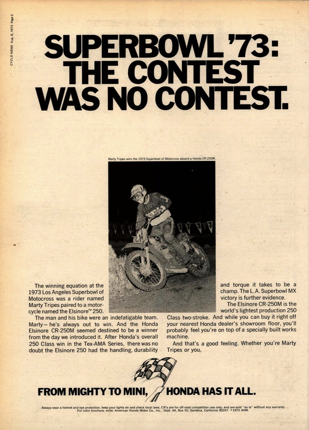 The 1973 Superbowl of Motocross in Cycle News.