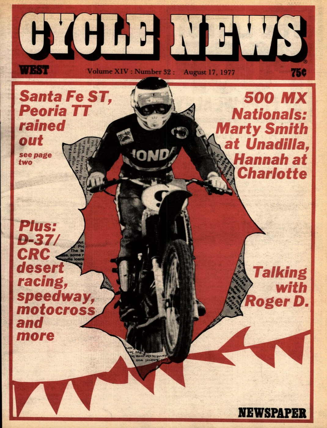 Marty Smith on the cover of Cycle News.