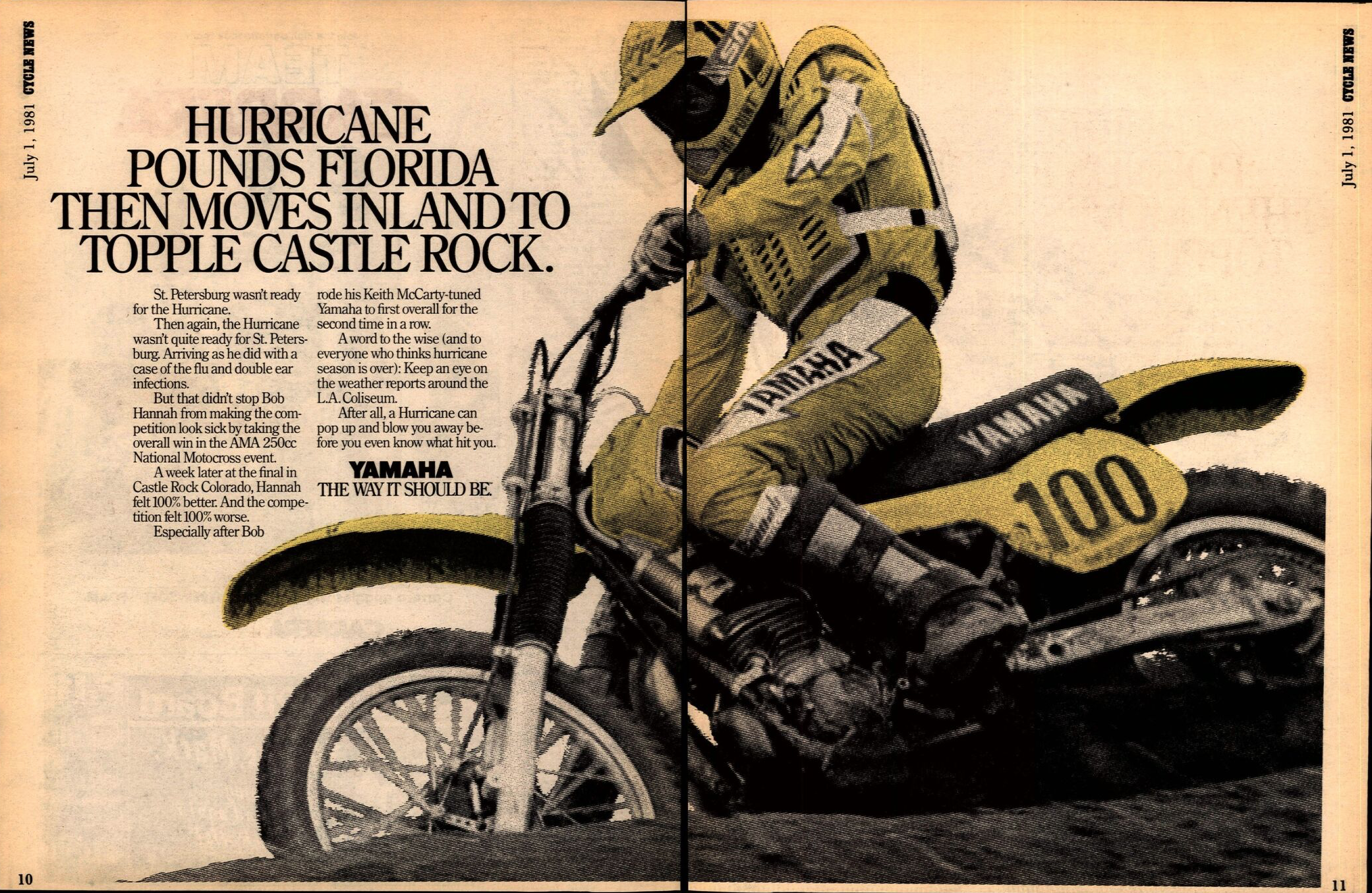 Bob Hannah in Cycle News.