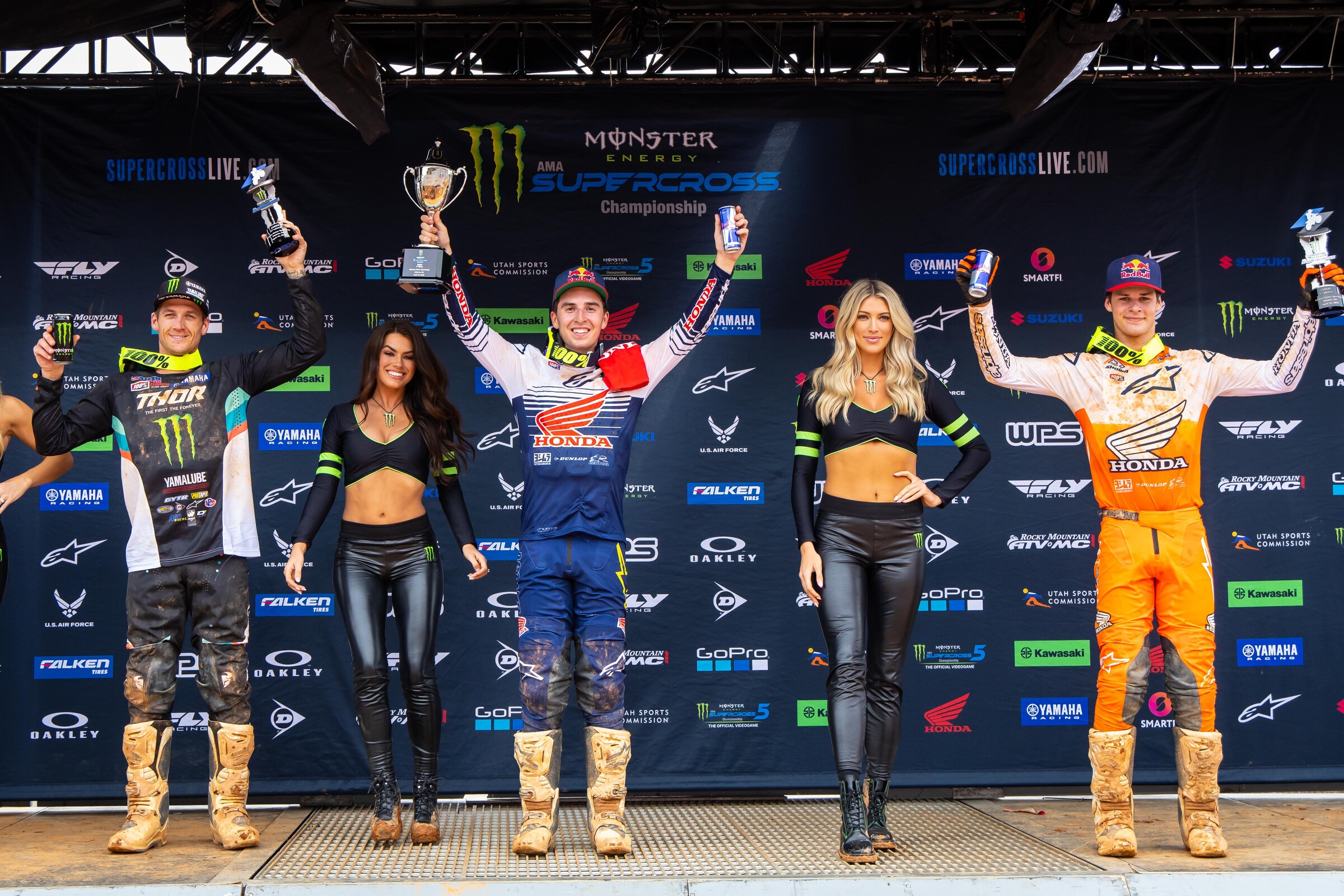 The Atlanta Supercross 250SX main event podium.