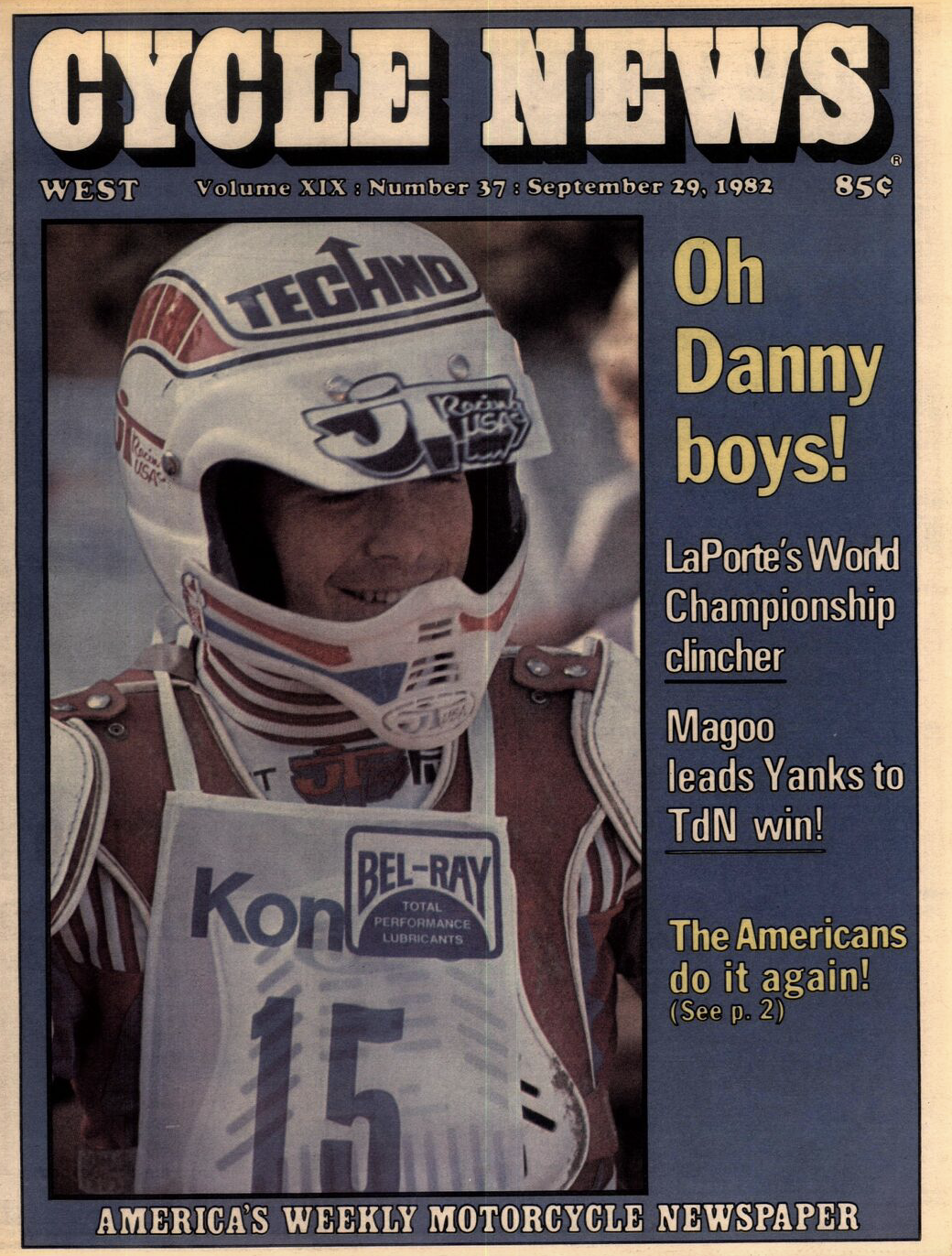 Danny LaPorte on the cover of Cycle News.