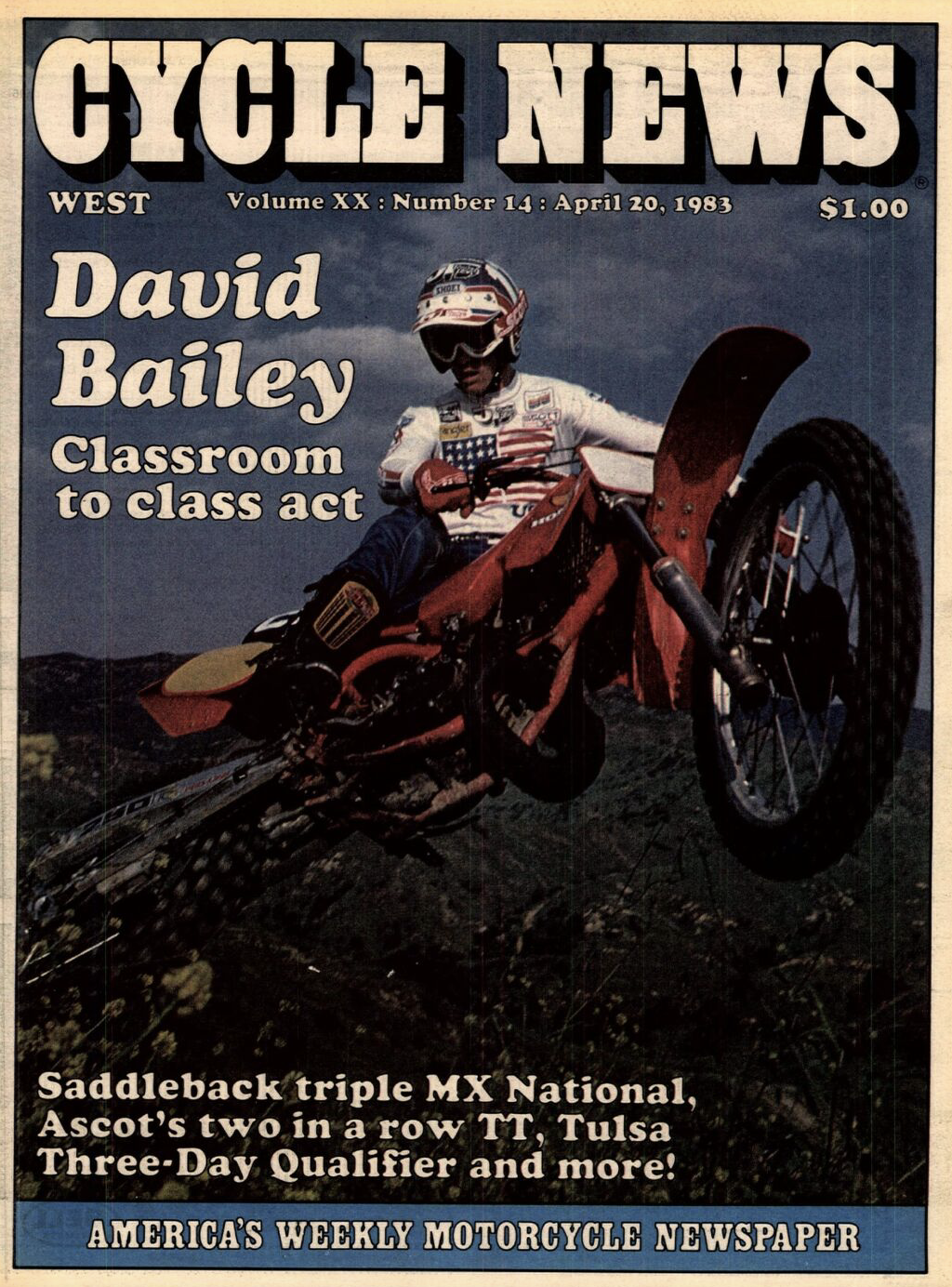 David Bailey on the cover of Cycle News.